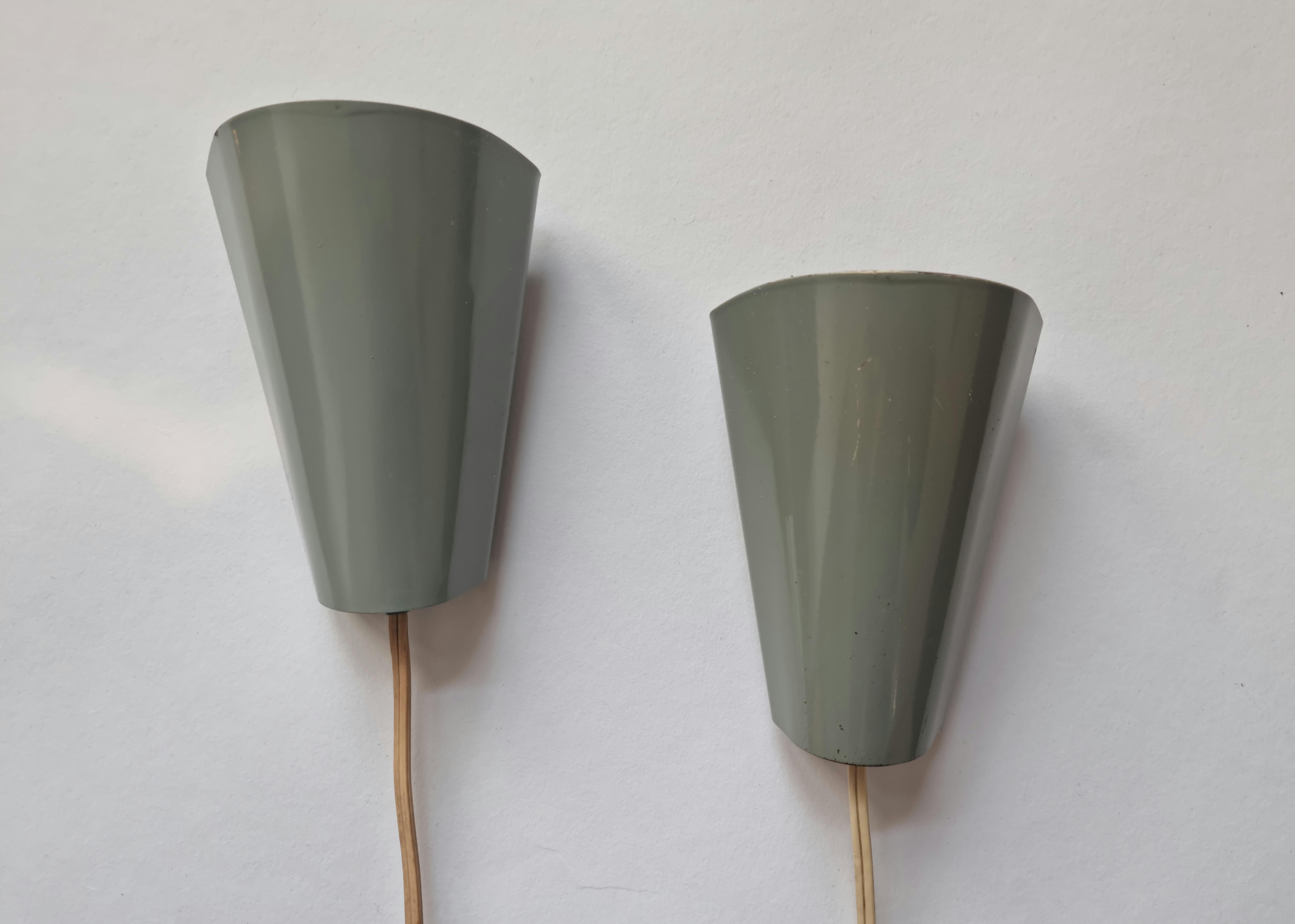 Metal Pair of Mid-Century Rare Wall Lamps Lidokov, Designed by Josef Hurka, 1960s For Sale