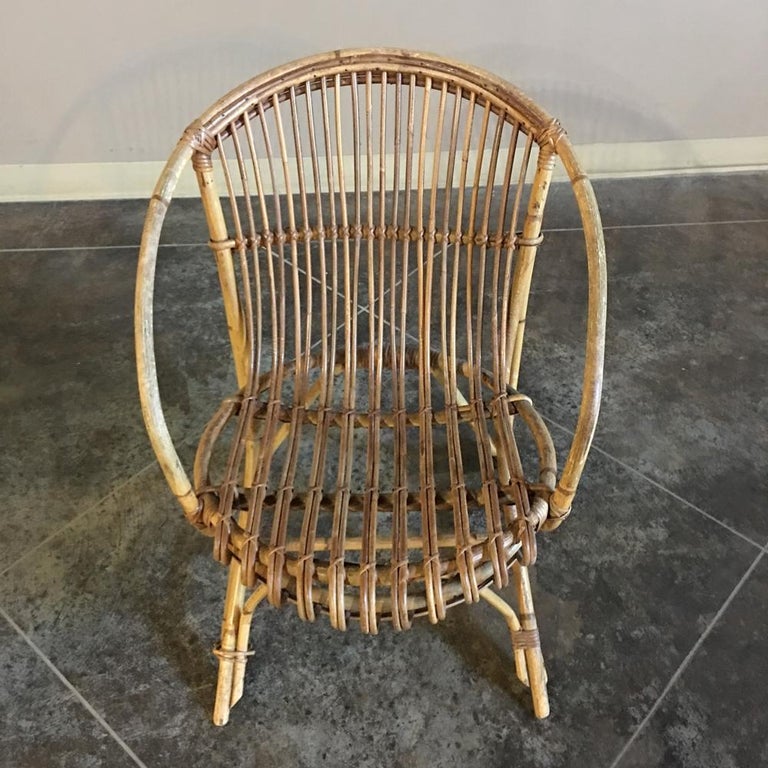 Mid-Century Modern Pair of Midcentury Rattan and Bamboo Armchairs For Sale