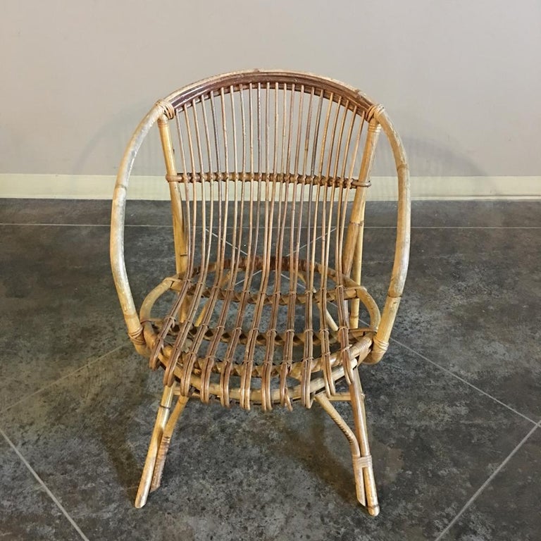 20th Century Pair of Midcentury Rattan and Bamboo Armchairs For Sale