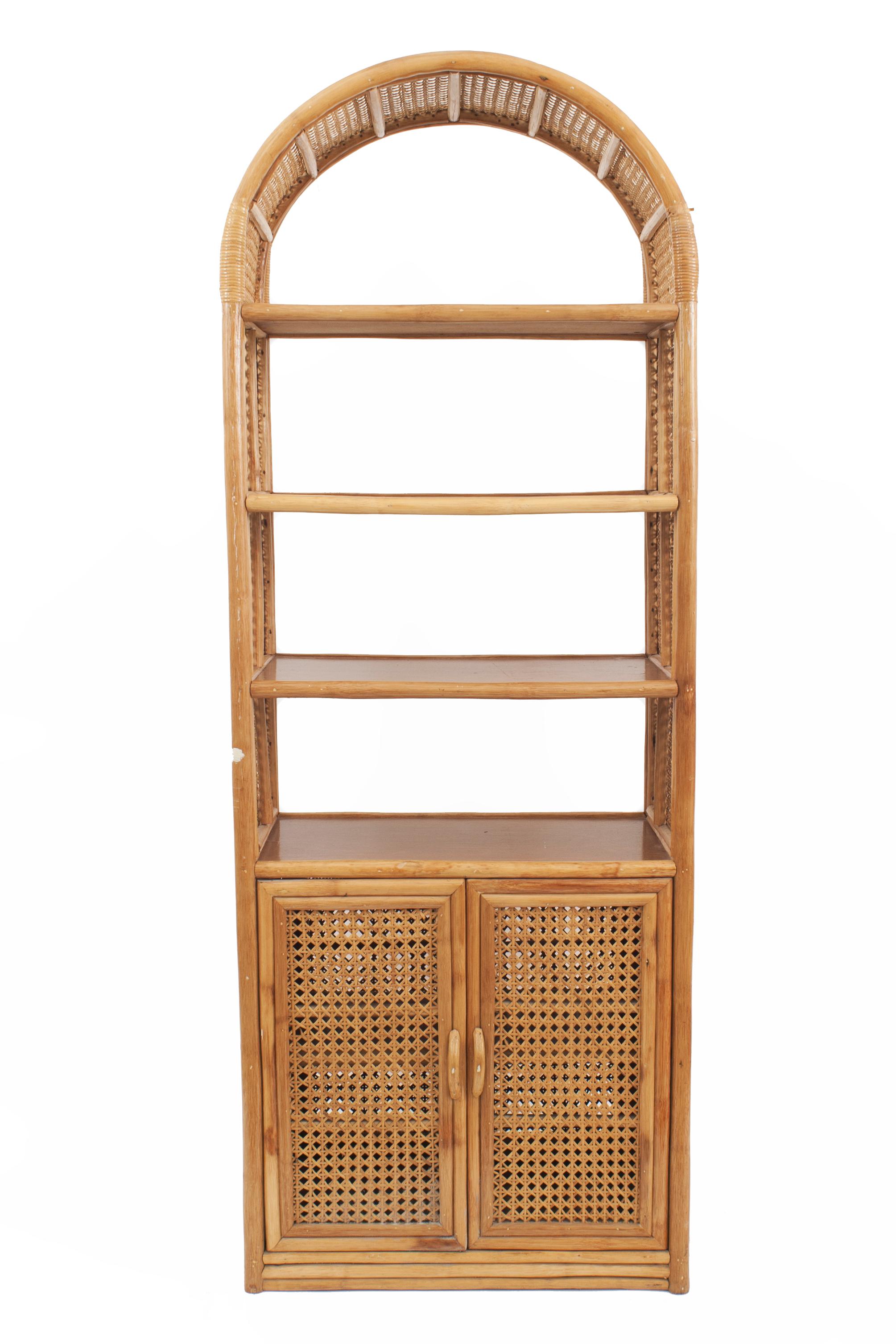 Mid-Century Modern Pair of Mid-Century Rattan Bamboo Etageres