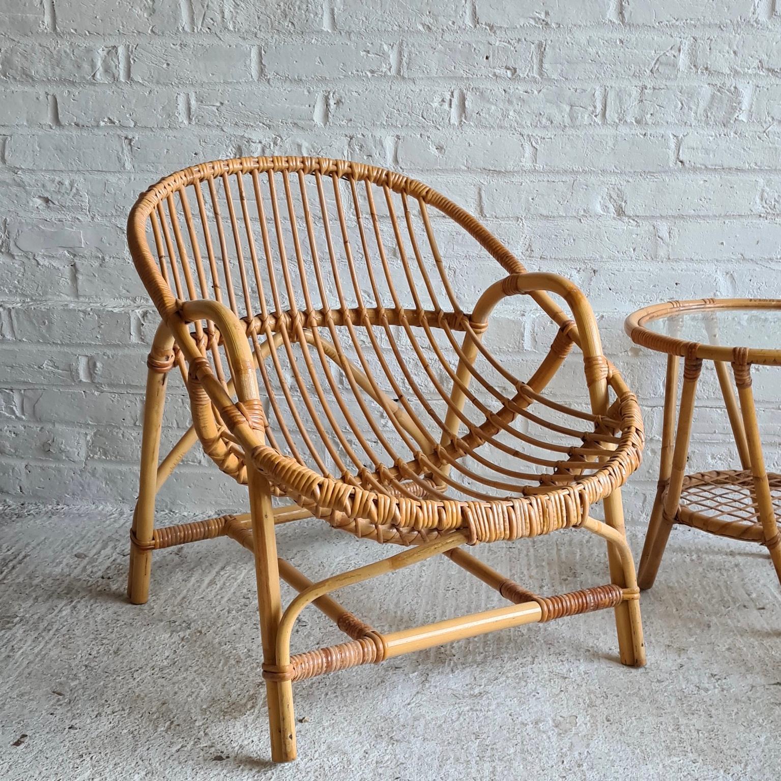 Mid-Century Modern Pair of Mid Century Rattan / Cane Armchairs by Angraves, England, 1970s