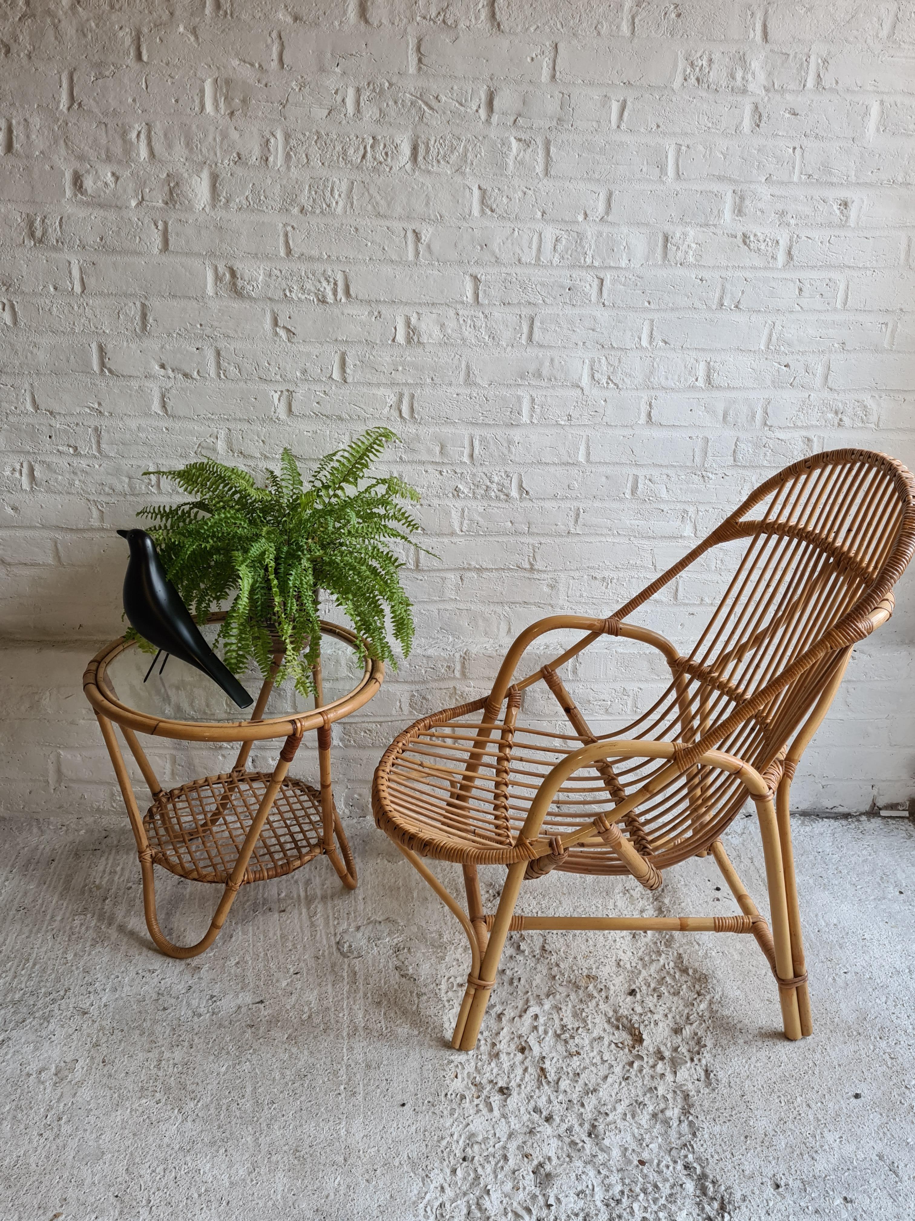 British Pair of Mid Century Rattan / Cane Armchairs by Angraves, England, 1970s