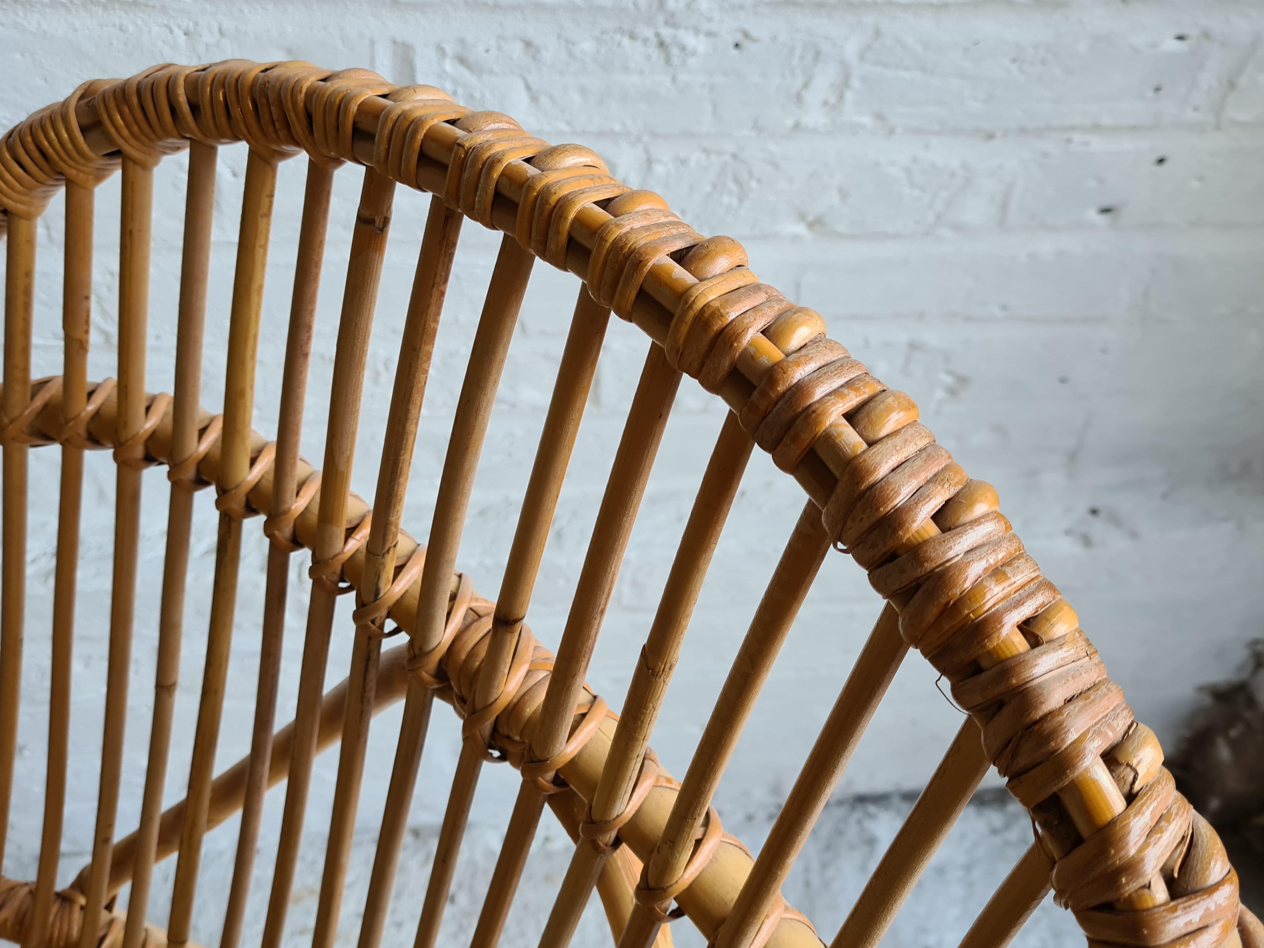 Pair of Mid Century Rattan / Cane Armchairs by Angraves, England, 1970s In Good Condition In Richmond, Surrey