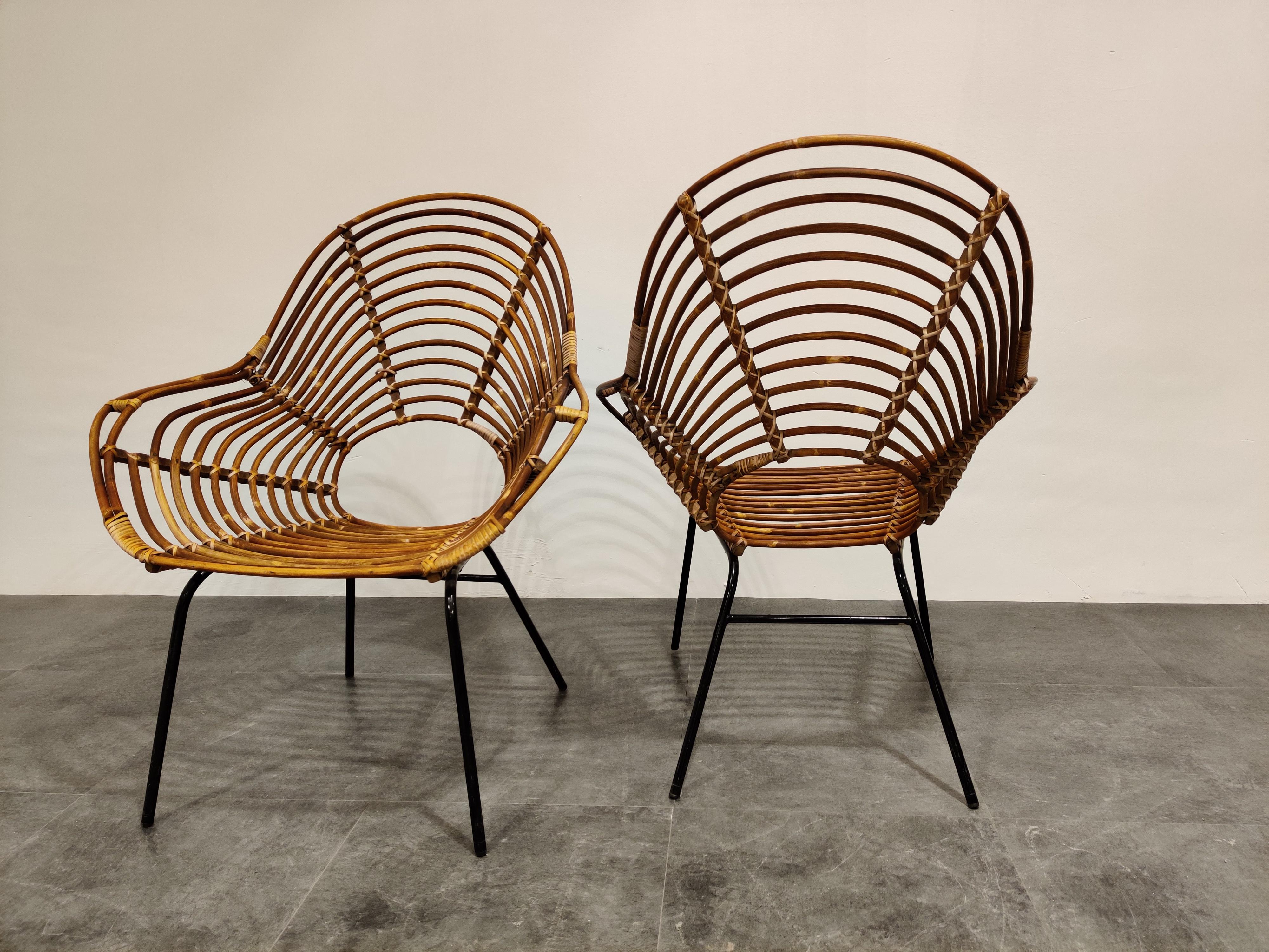Mid-Century Modern Pair of Midcentury Rattan Chairs, 1960s, Netherlands