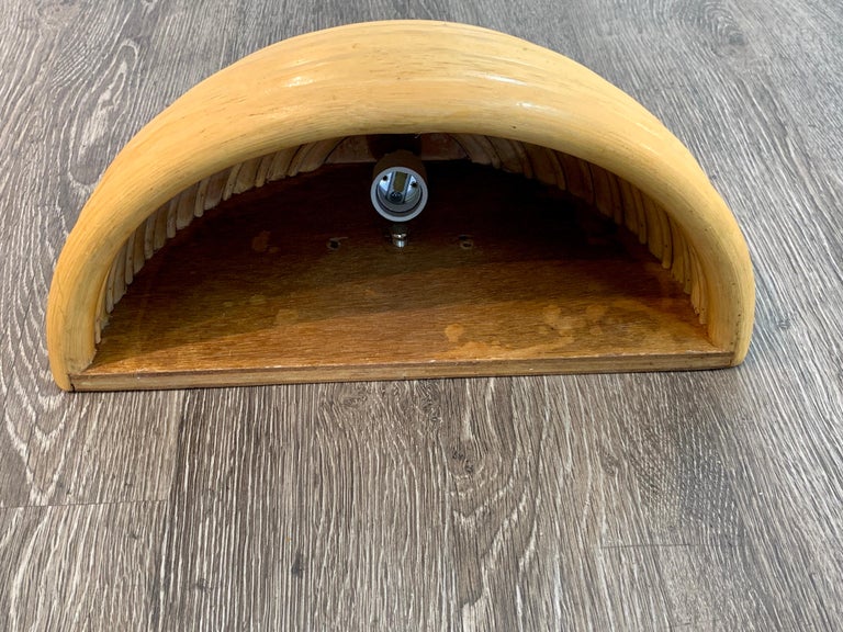 Pair of Midcentury Rattan Half Moon Wall Sconces at 1stDibs