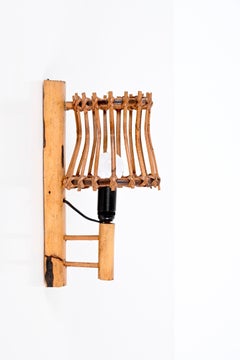 Pair of Midcentury Rattan "Lantern" Sconces, Louis Sognot, France, 1960s