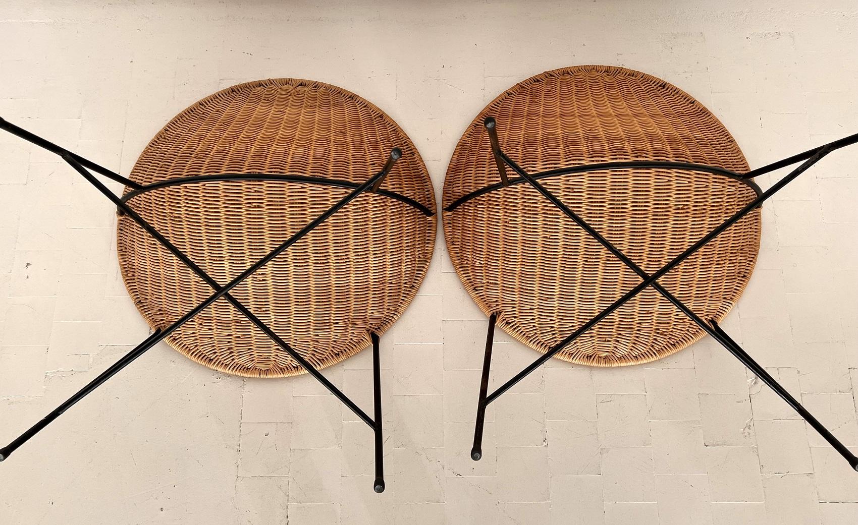 Pair of Mid-Century Rattan Lounge Chairs, 1970s For Sale 5