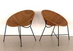 Paar Rattan-Lounge-Sessel aus der Jahrhundertmitte, 1970er Jahre