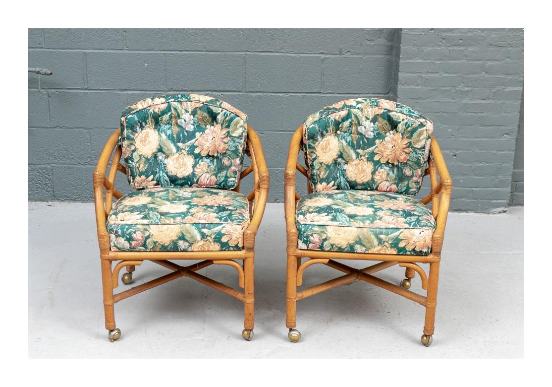 Pair of Midcentury Rattan Lounge Chairs For Sale 4