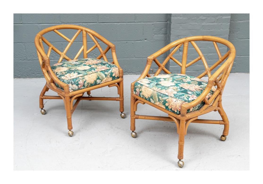 The chairs come with fixed floral upholstered seats and matching backrests (with zippers, snap tabs) that were removed for the photos but will accompany the chairs. (see last photo)
Dimensions: 26