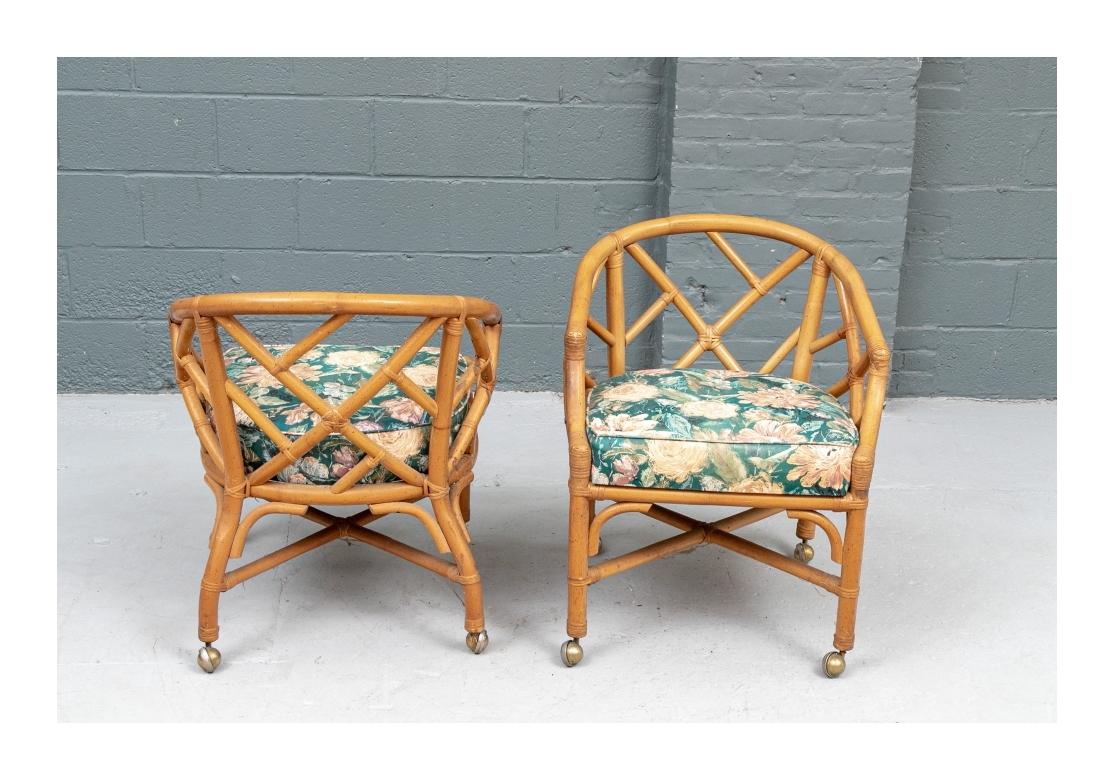 Pair of Midcentury Rattan Lounge Chairs In Good Condition For Sale In Bridgeport, CT