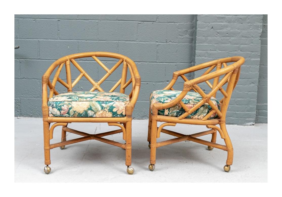 Pair of Midcentury Rattan Lounge Chairs For Sale 3