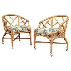 Vintage Pair of Midcentury Rattan Lounge Chairs