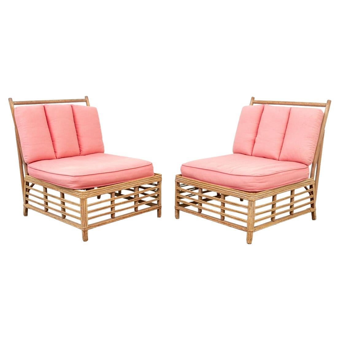 Pair of Midcentury Rattan Lounge Chairs