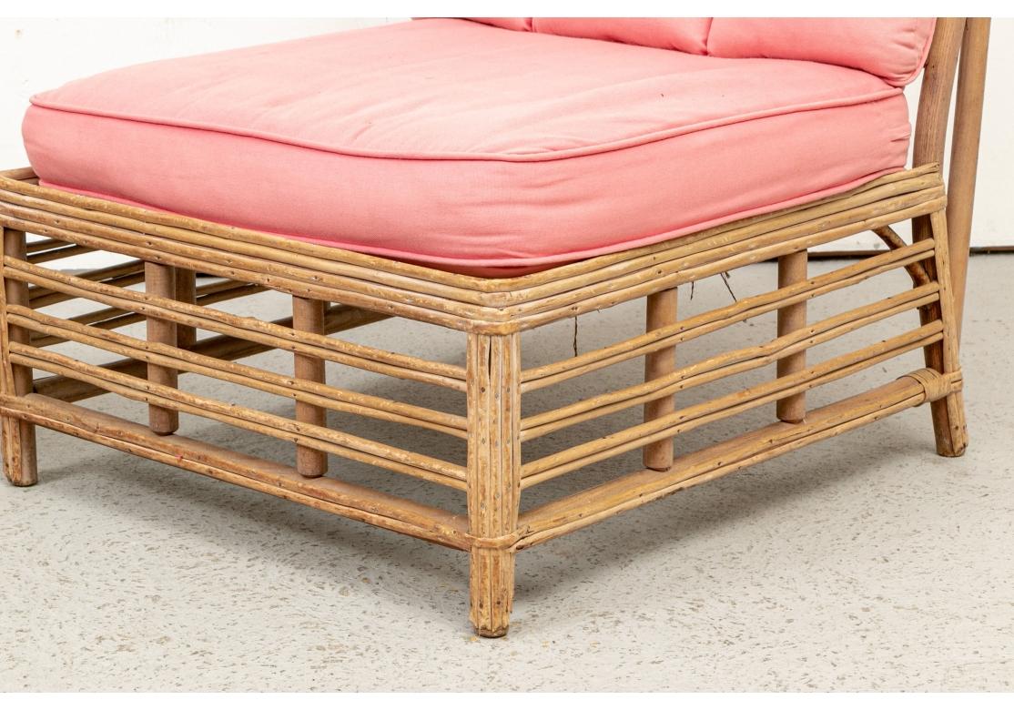 Well constructed with tall sloping backs and slatted bases on the front and sides. Along with pink cushions.
H. 30