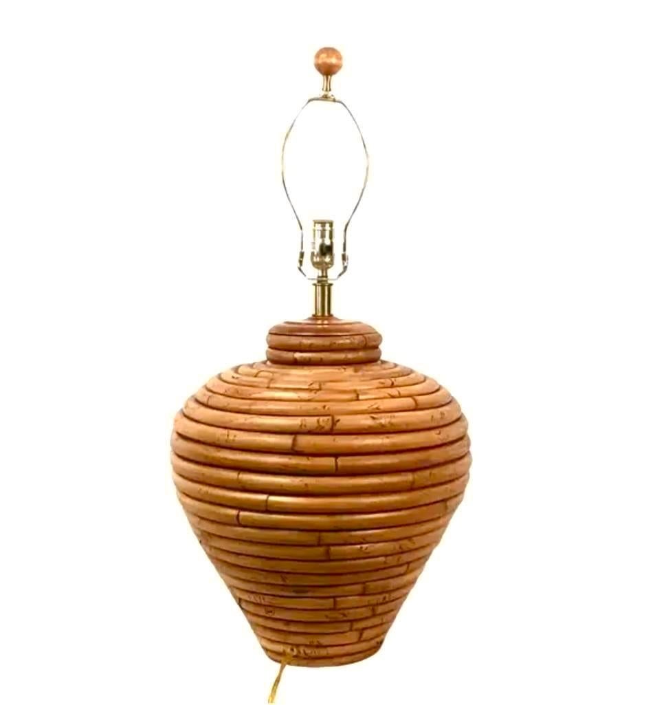 Pair Of Mid-Century Rattan Table Lamps For Sale 6