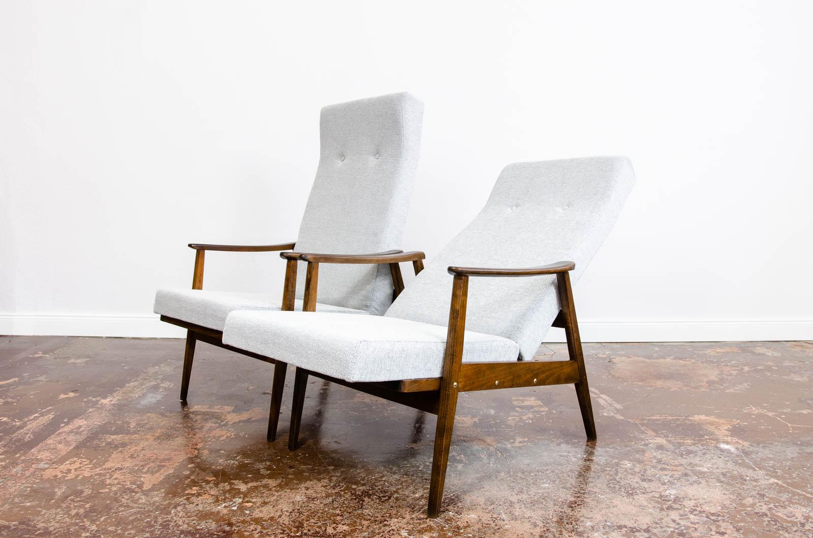 Pair of Mid-Century Vintage Reclining High-Back Armchairs from TON, 1960s 6