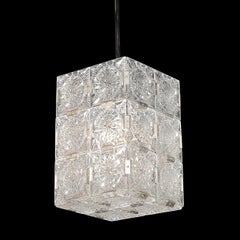 Pair of Mid-Century Rectangular Faceted Cut Crystal Pendants by Kinkeldey