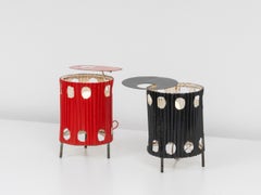 Paire de lampes de table "Java" rouges et noires du milieu du siècle par Mathieu Matégot, années 1950