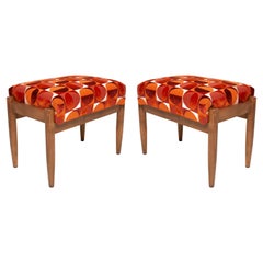 Pareja de taburetes vintage rojo y naranja de mediados de siglo, Edmund Homa, años 60