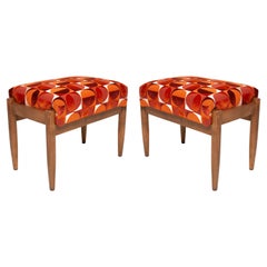 Pair of Midcentury Red and Orange Retro Stools, Edmund Homa, 1960s