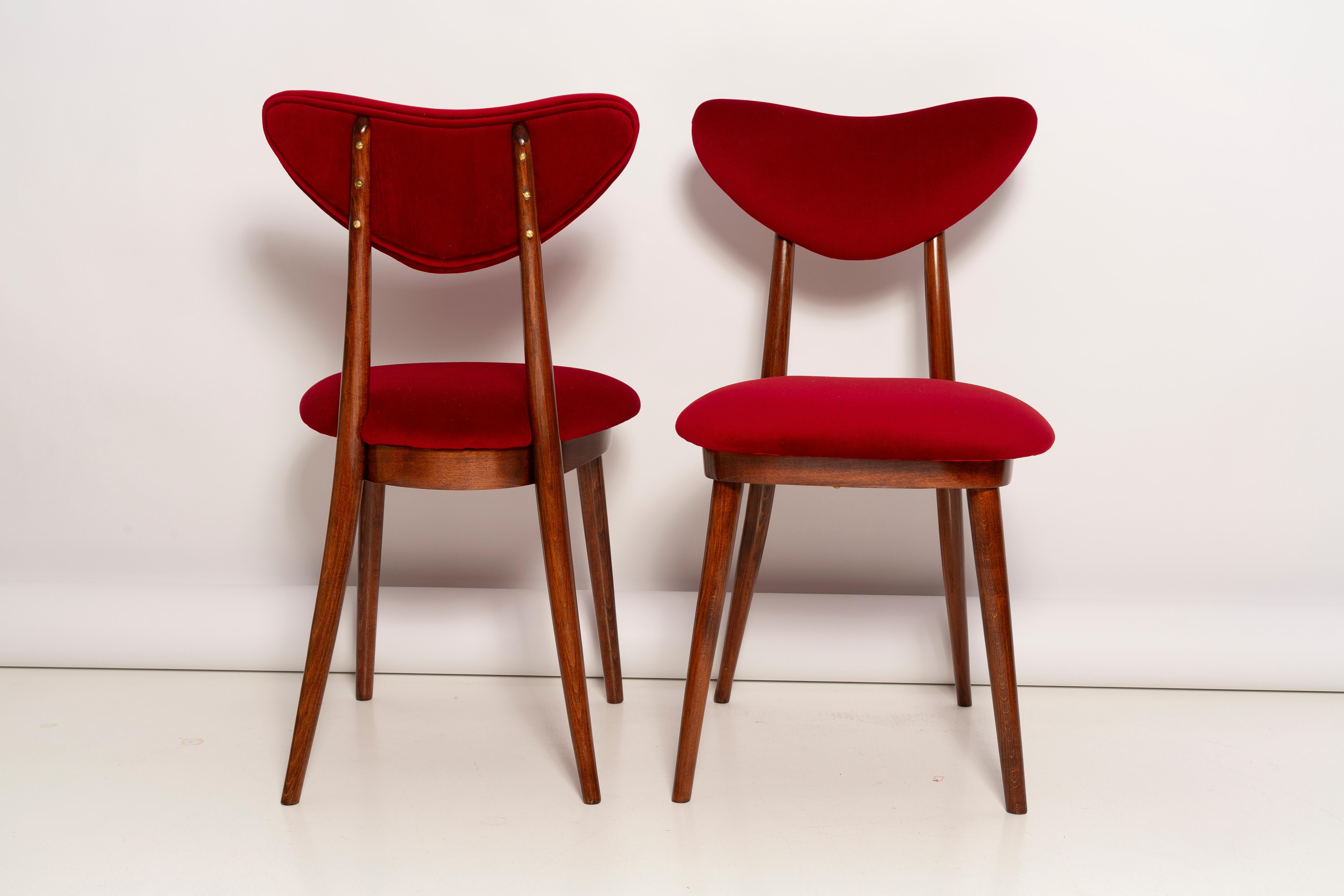 20th Century Pair of Mid Century Red Heart Chairs, Poland, 1960s For Sale