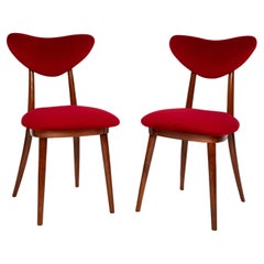 Antique Pair of Mid Century Red Heart Chairs, Poland, 1960s