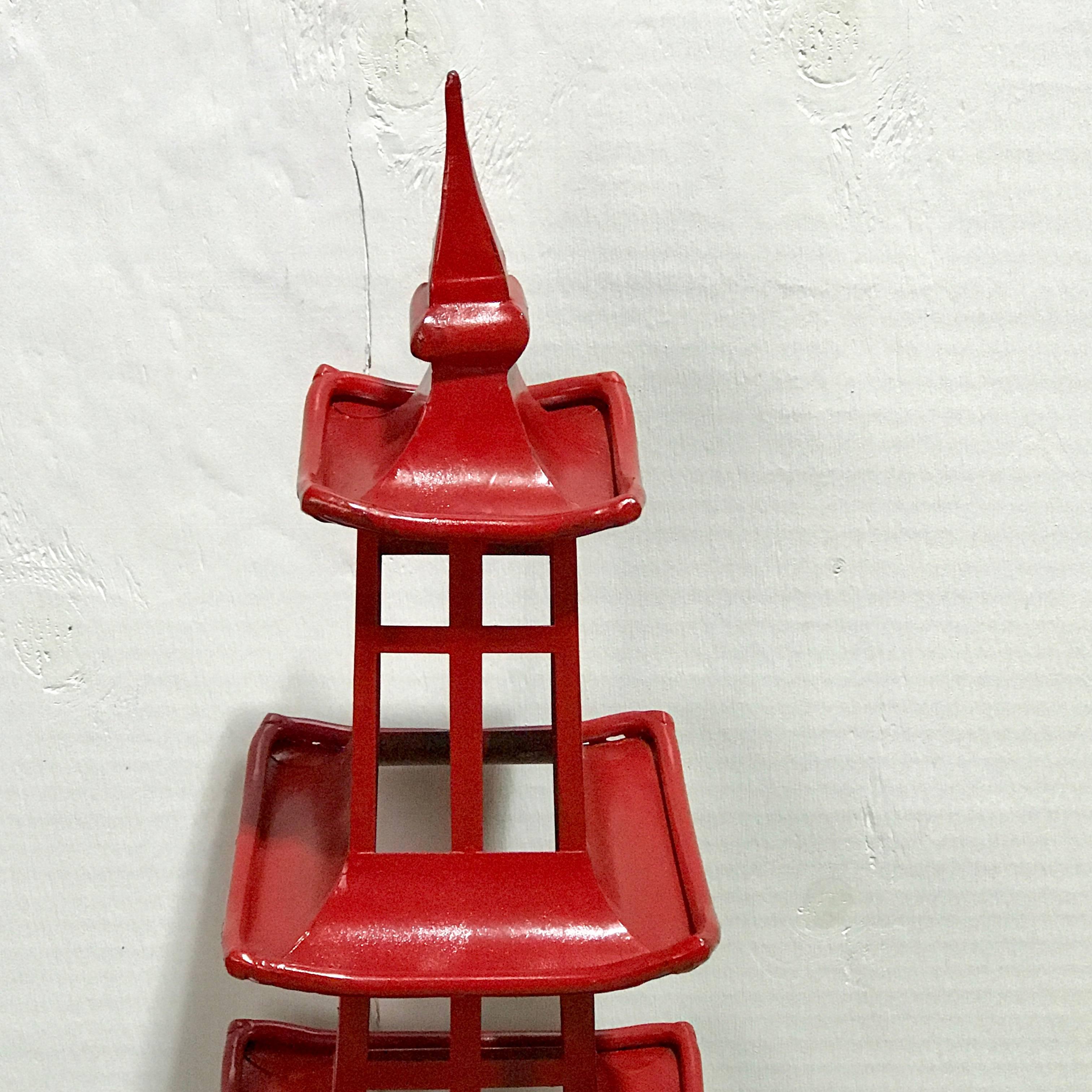 Pair of Midcentury Red Japanese Pagodas, from Walt Disney World In Good Condition In West Palm Beach, FL