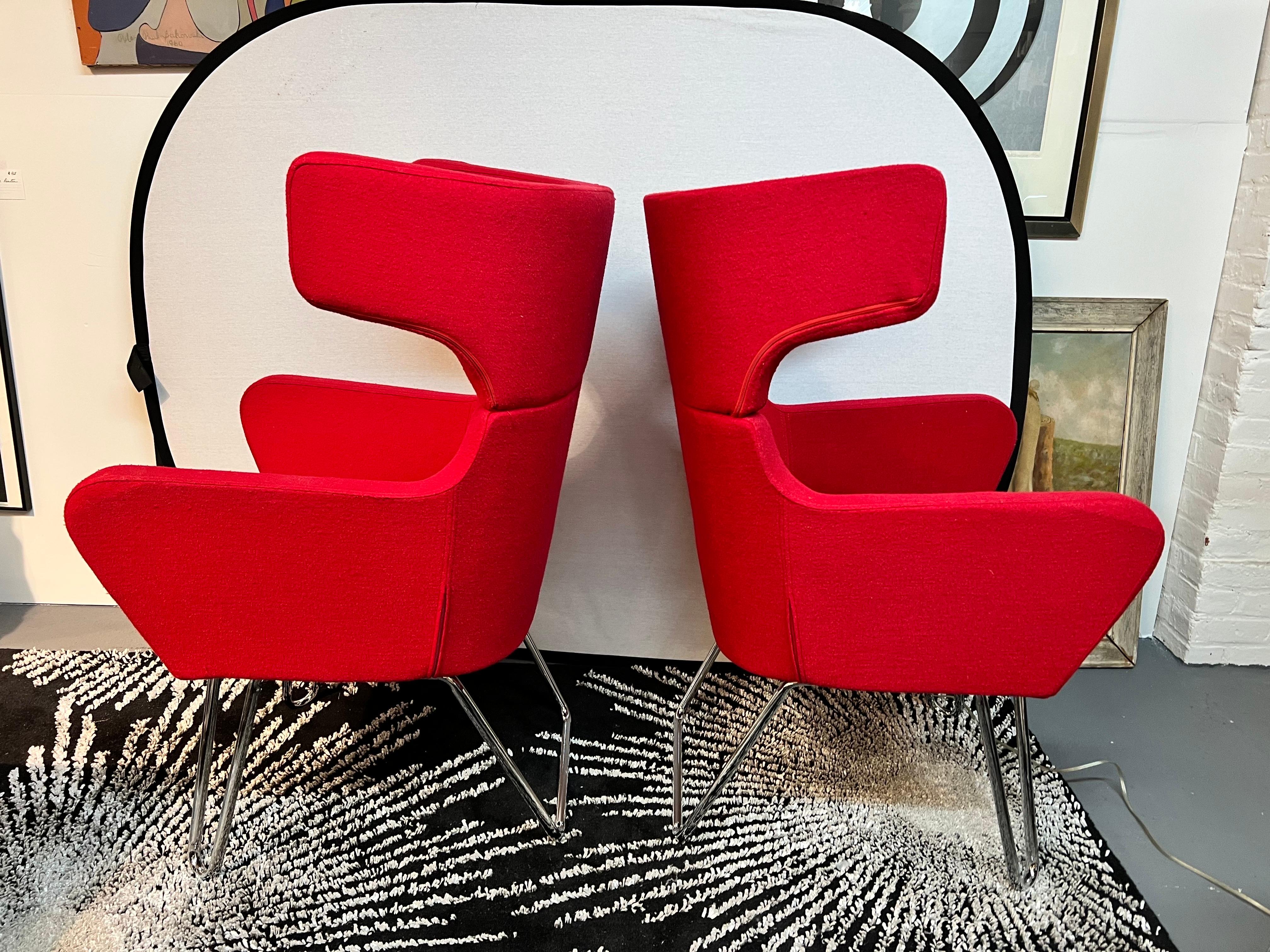 20th Century Pair of Mid Century Red Ox Chairs