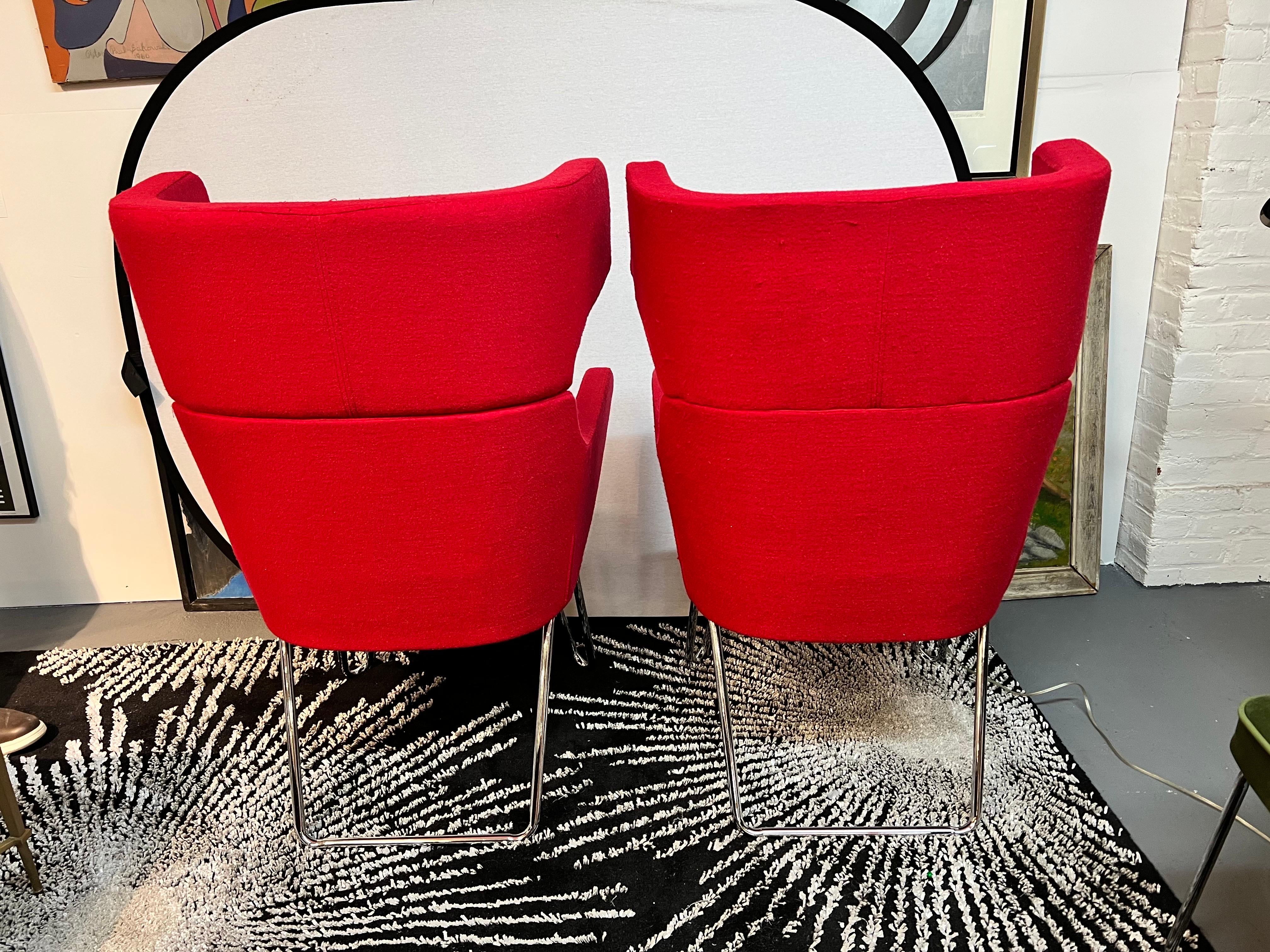 Fabric Pair of Mid Century Red Ox Chairs