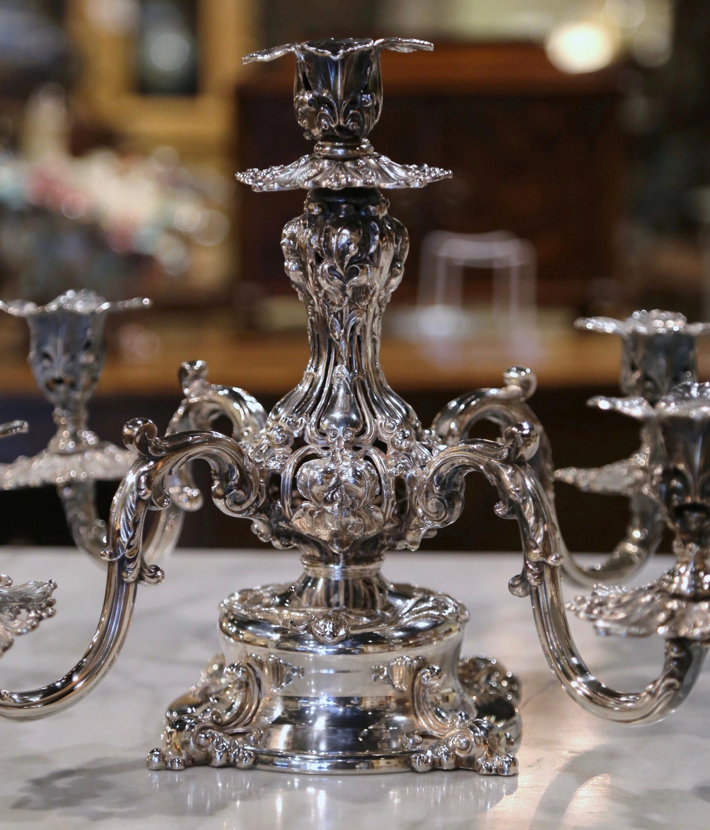 American Pair of Mid-Century Reed & Barton George III Style Silver and Cut-Glass Epergnes