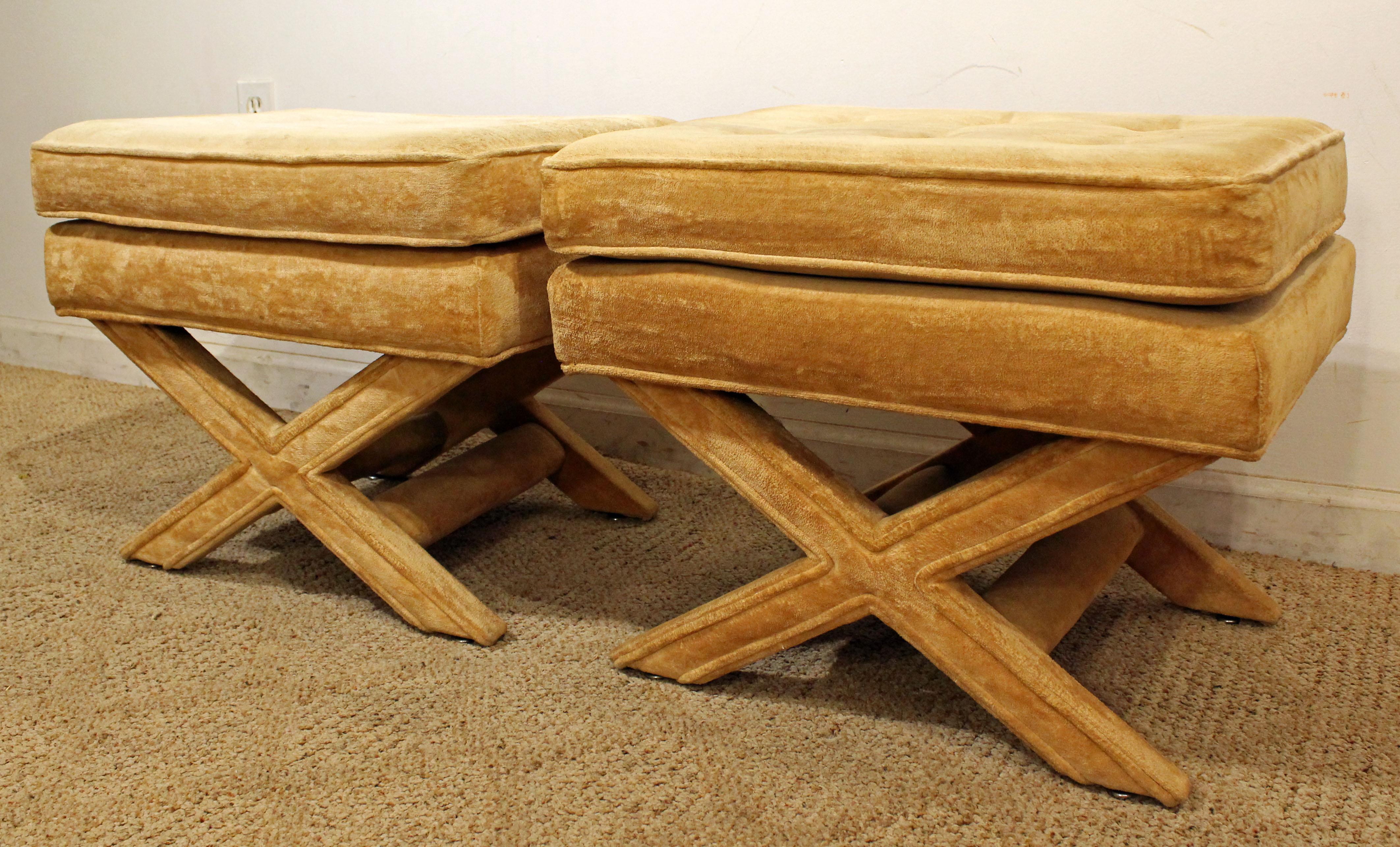 Hollywood Regency Pair of Mid-Century Regency American of Martinsville X-Base Ottomans
