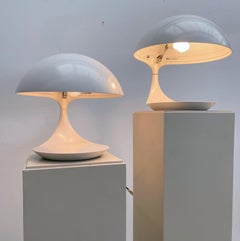 Pair of Mid-Century Resin White Table Lamps Model ''Cobra'' by Elio Martinelli