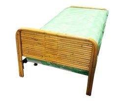Pair of Mid-Century Restored 1948 Stacked Rattan Twin - Bed Frames Only