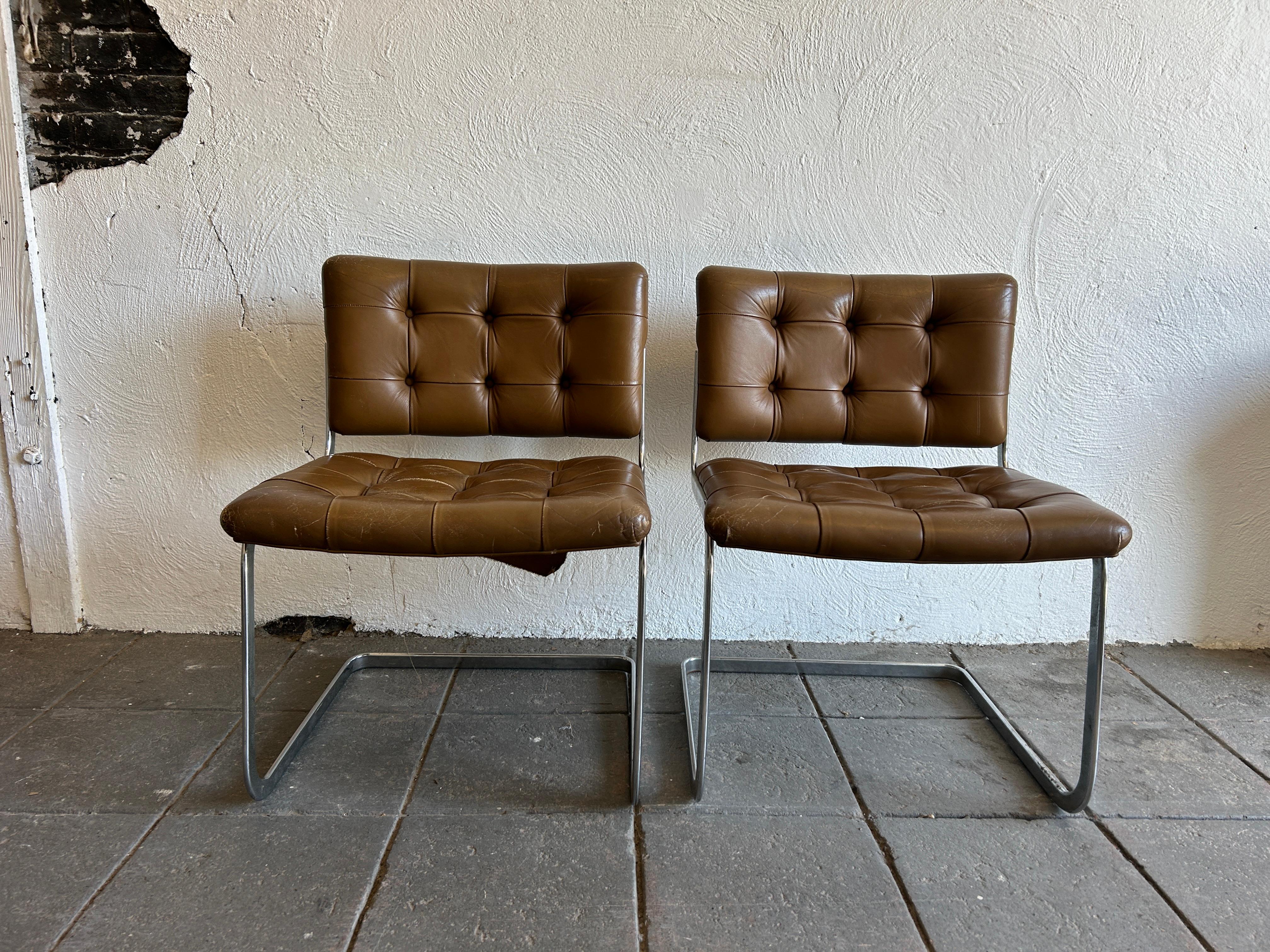 Mid-Century Modern Pair of Mid Century Robert Haussmann for Stendig RH-304 De Sede Chairs For Sale