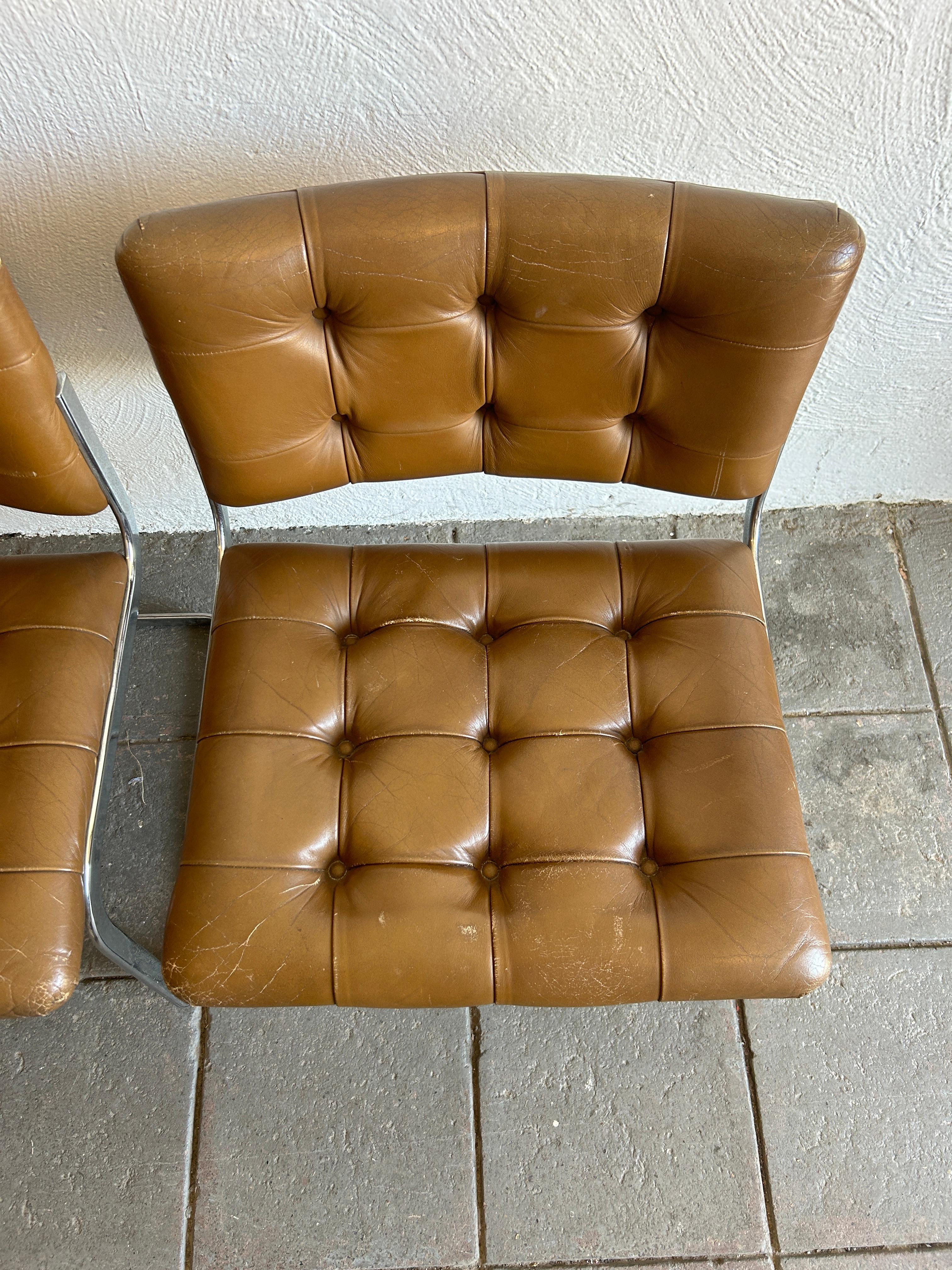 Paire de chaises Robert Haussmann & Haussmann pour Stendig RH-304 De Sede du milieu du siècle dernier Bon état - En vente à BROOKLYN, NY
