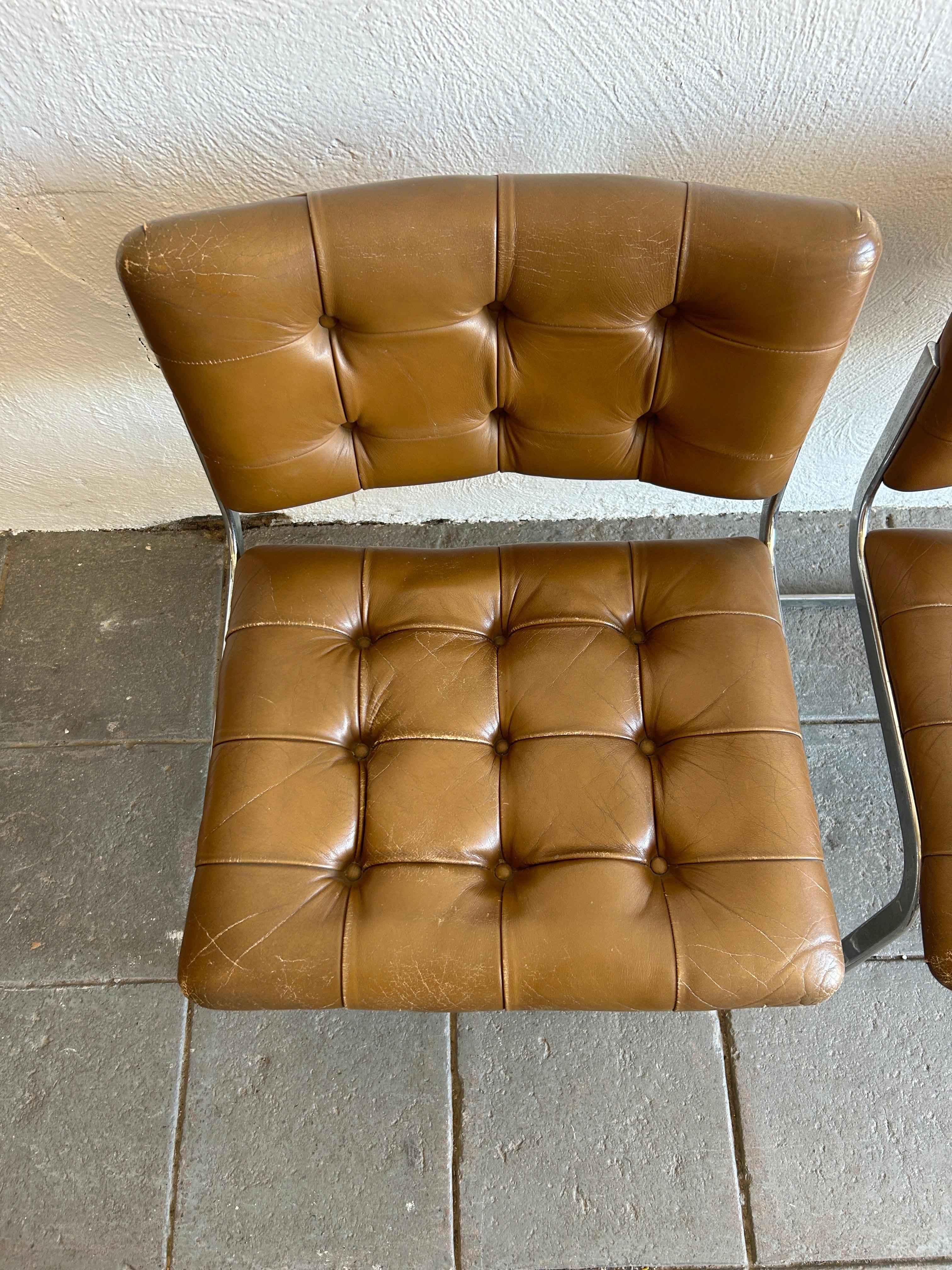 Mid-20th Century Pair of Mid Century Robert Haussmann for Stendig RH-304 De Sede Chairs For Sale
