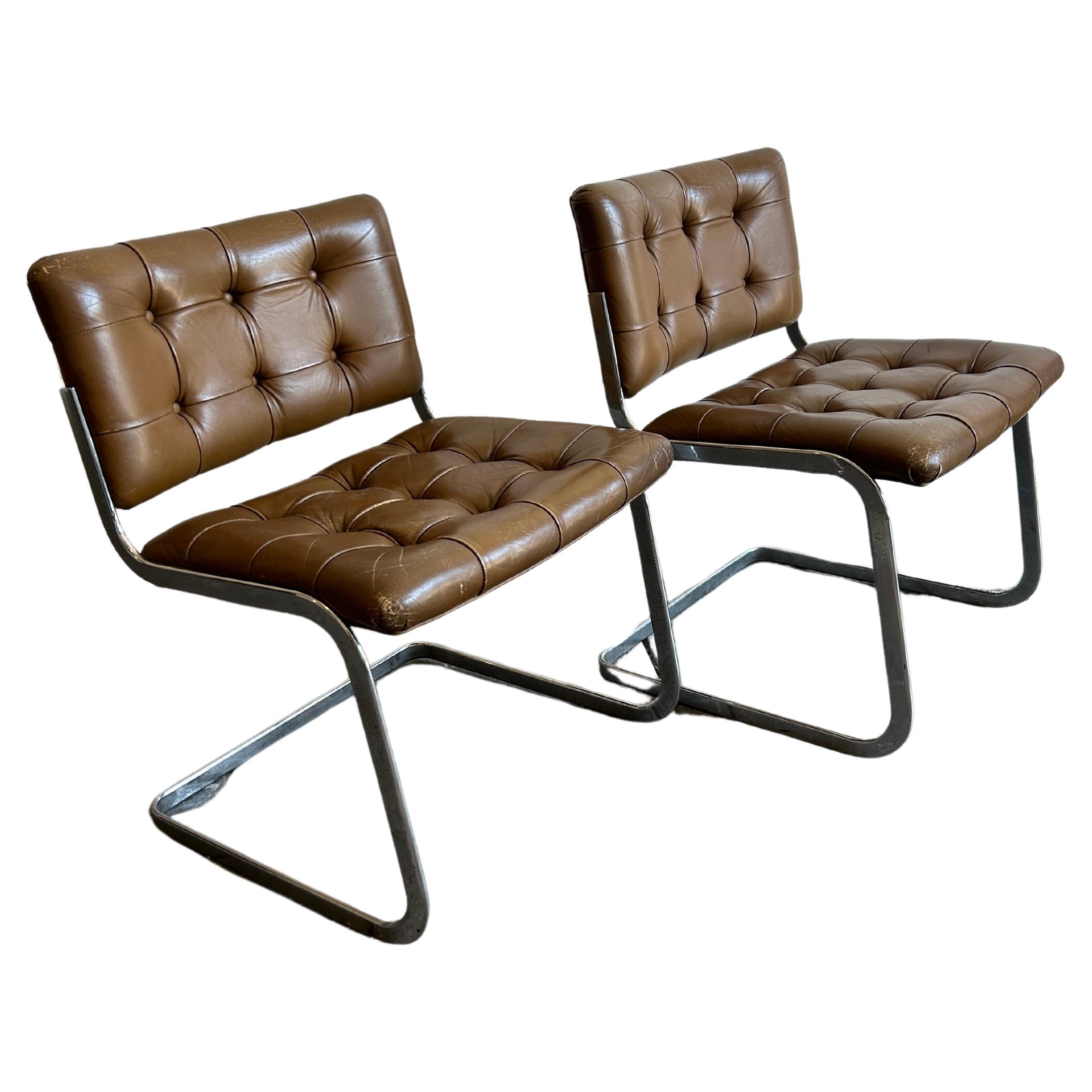 Pair of Mid Century Robert Haussmann for Stendig RH-304 De Sede Chairs For Sale