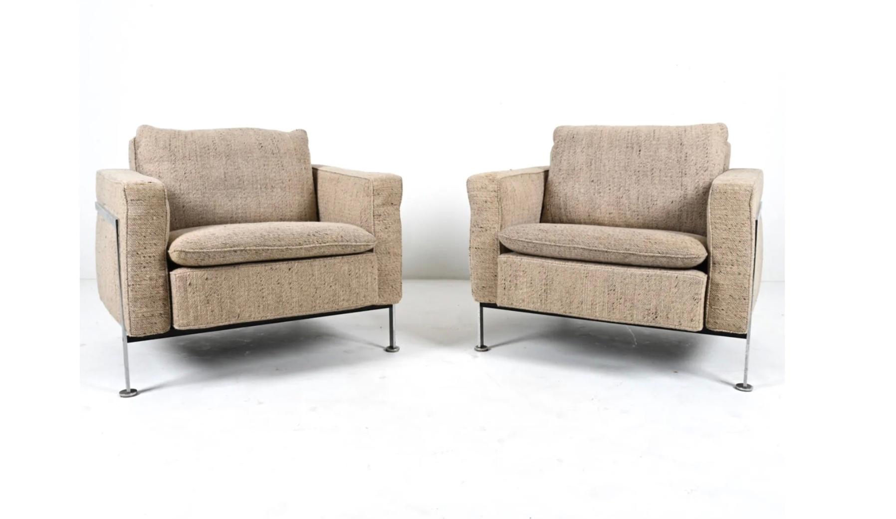 Swiss Pair of Mid Century Robert Haussmann Lounge chairs for Stendig De Sede For Sale