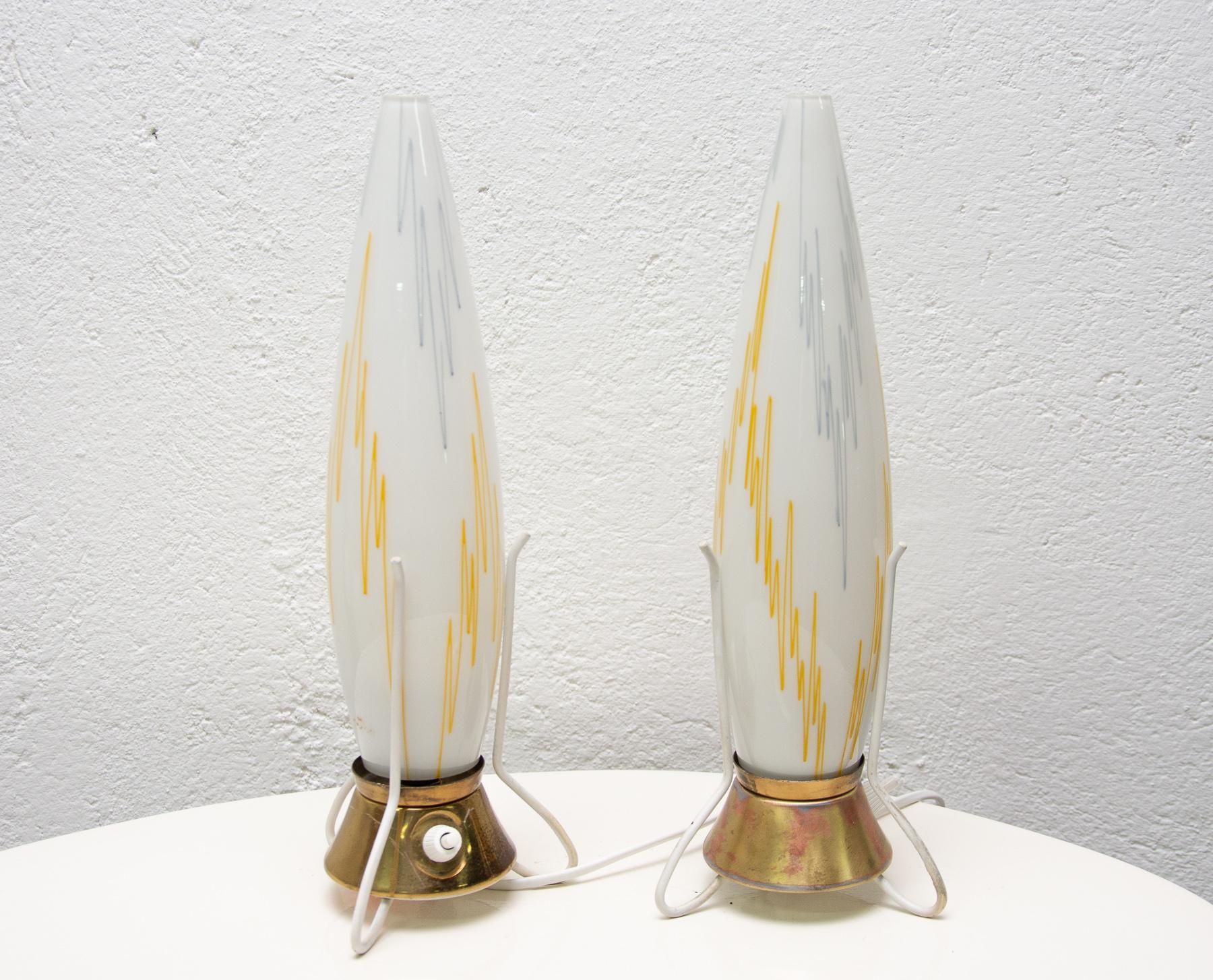 Mid-Century Modern Pair of Midcentury Rocket Table Lamps, 1950s, Czechoslovakia For Sale