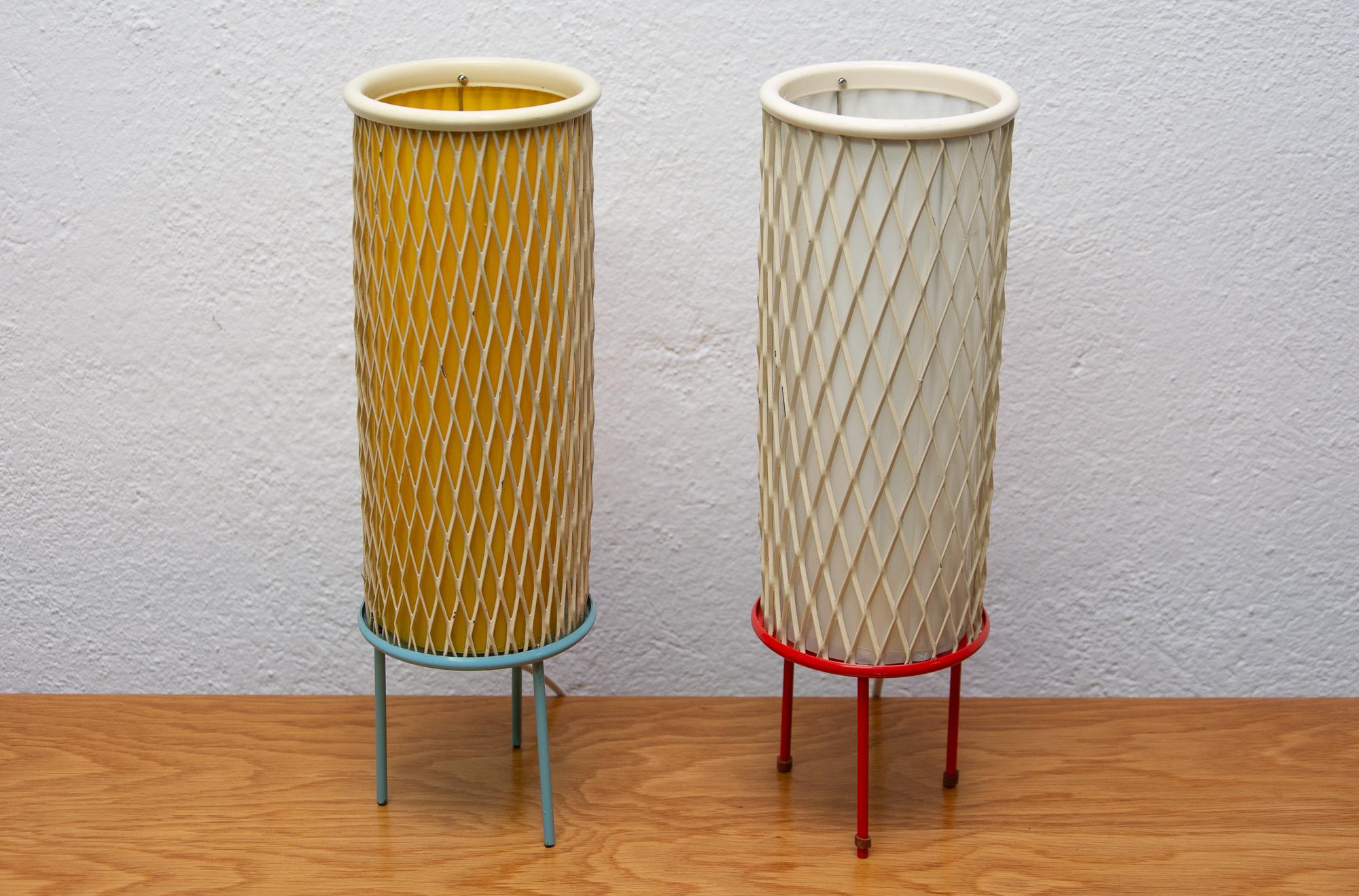 Metal Pair of Midcentury Rocket Table Lamps by Josef Hůrka for Napako, 1960s, Czech