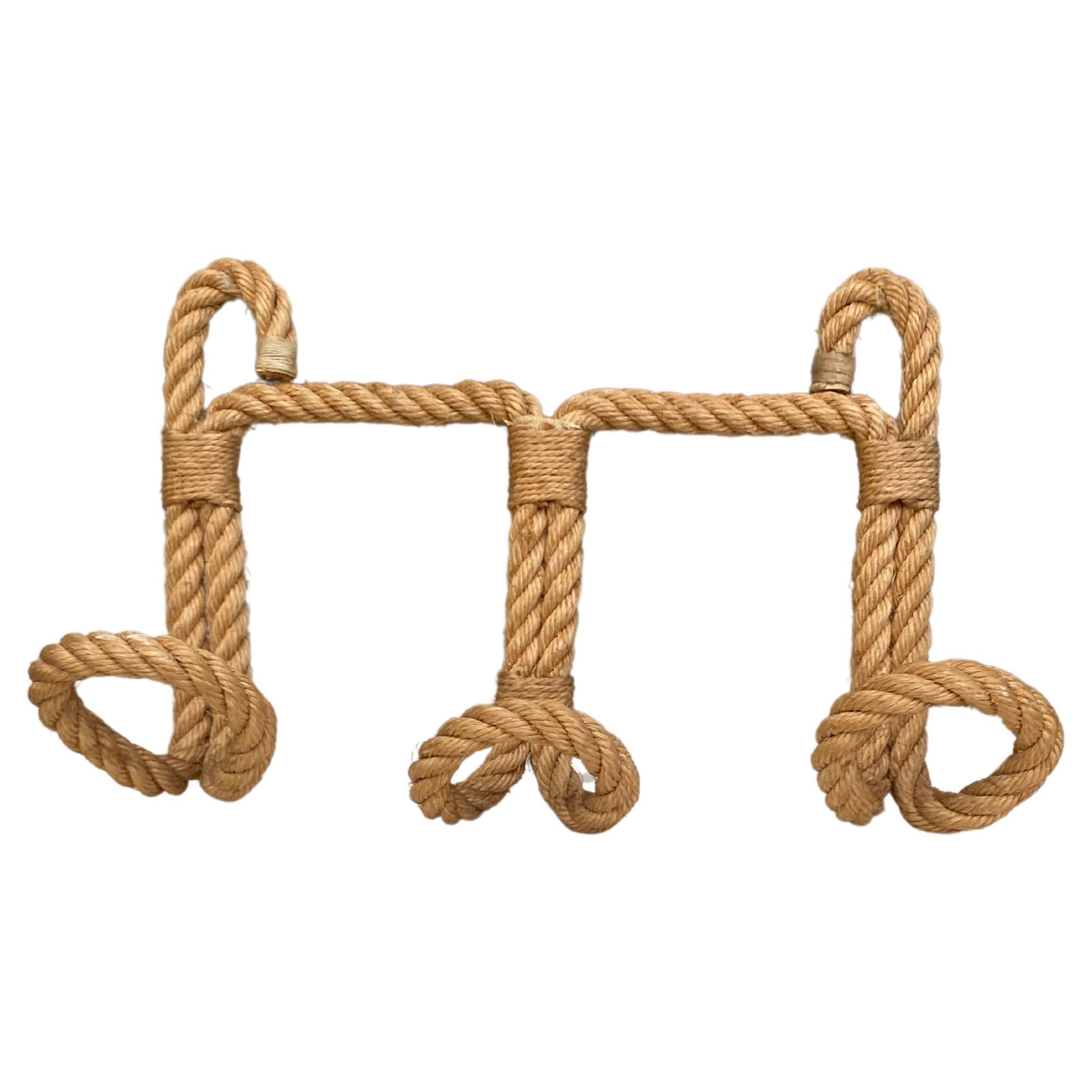 Pair of Mid-Century Rope Coat Rack Adrien Audoux & Frida Minet In Good Condition For Sale In Austin, TX