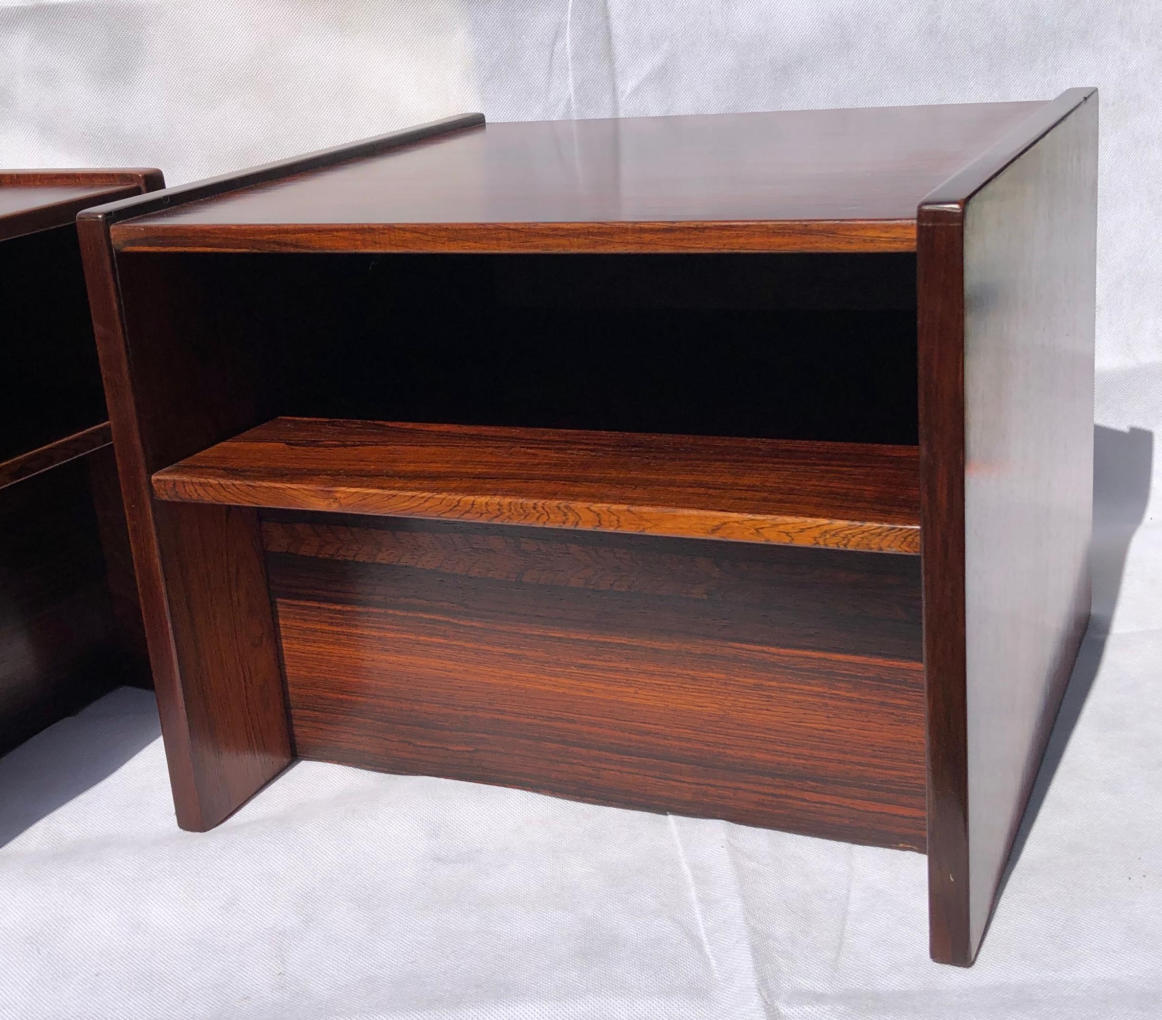 Pair of Mid Century Rosewood Bedside Tables / Cube Nightstands, Danish, 1970s 5