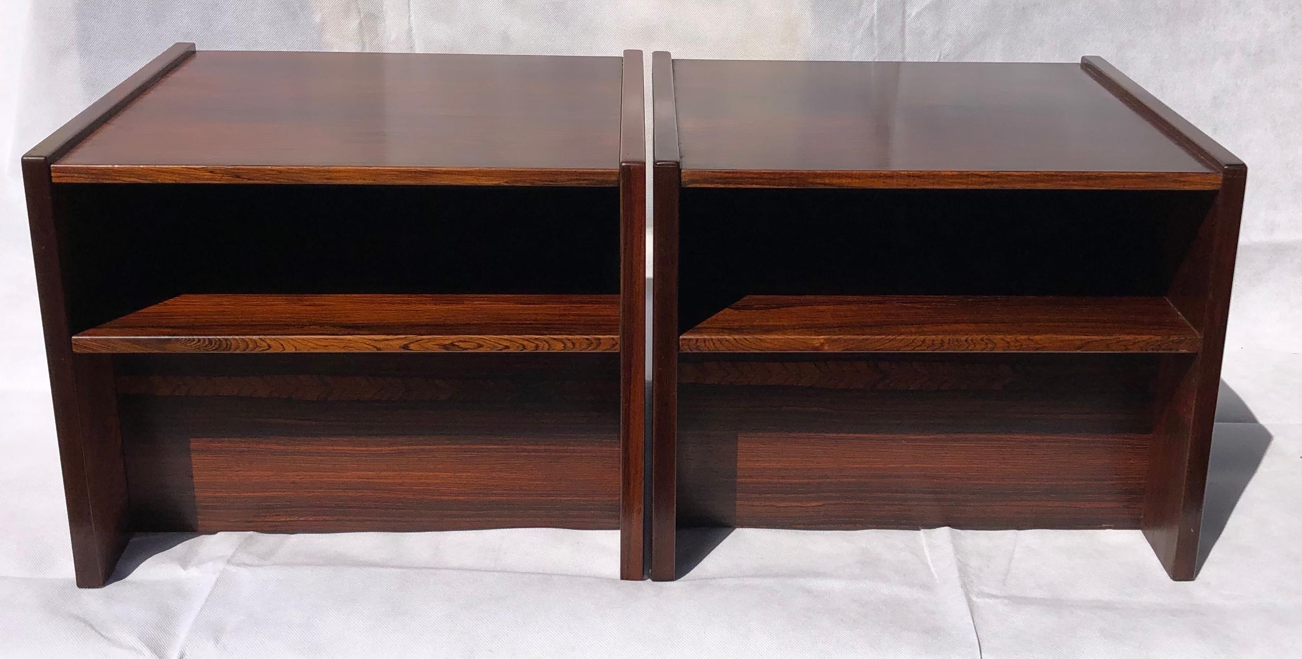 Pair of Mid Century Rosewood Bedside Tables / Cube Nightstands, Danish, 1970s 2