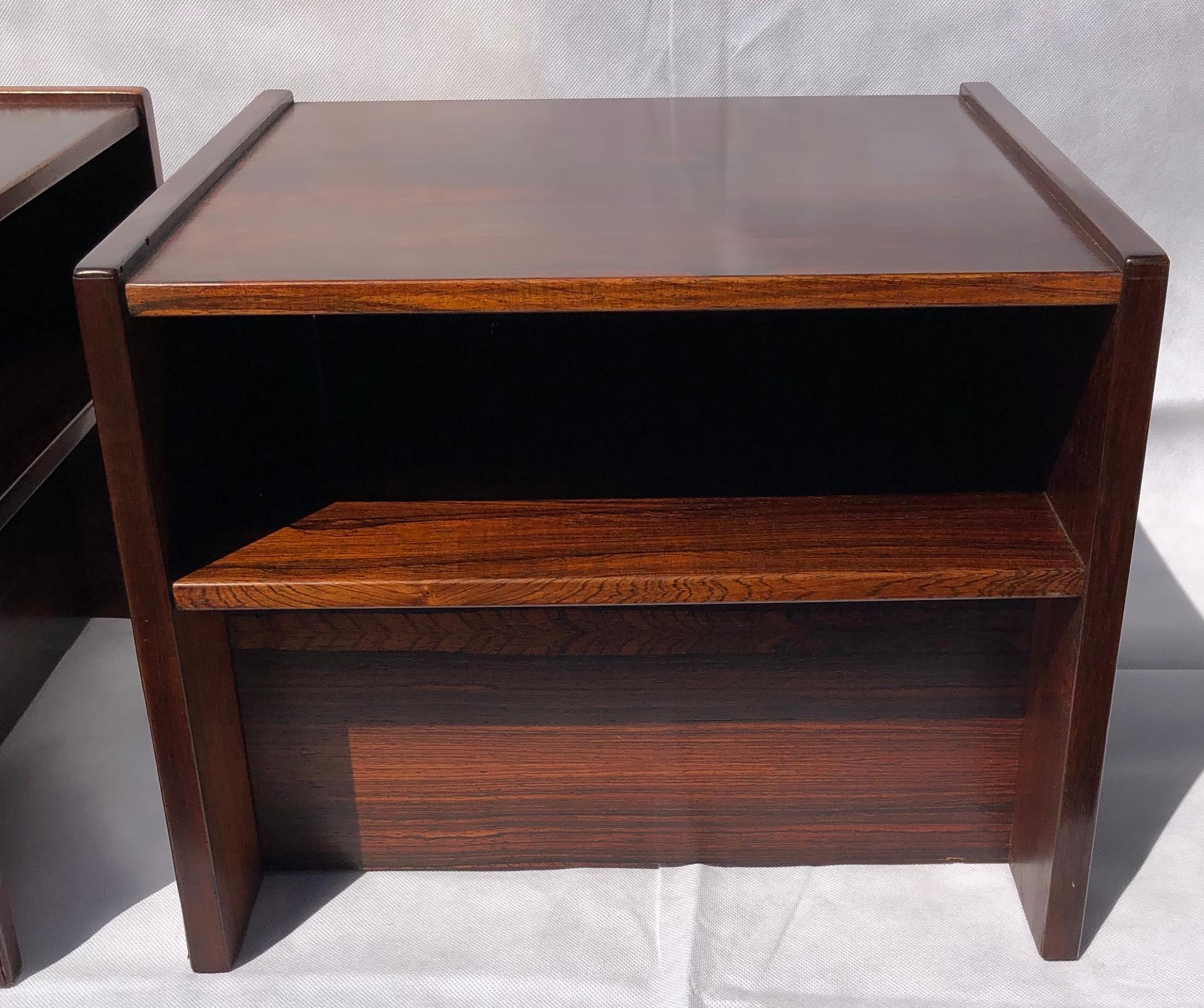 Pair of Mid Century Rosewood Bedside Tables / Cube Nightstands, Danish, 1970s 3
