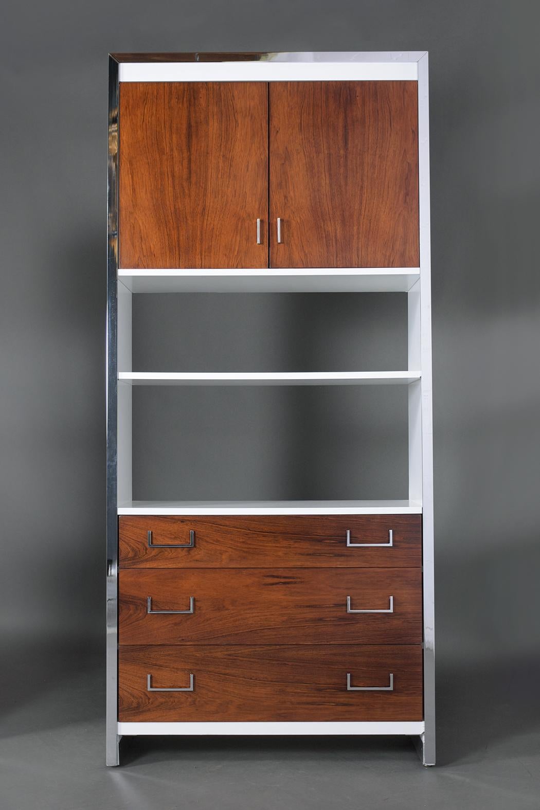 Lacquered Pair of Mid-Century Rosewood Bookcases