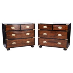 Vintage Pair of Mid-Century Rosewood Campaign Style Chests by John Stuart
