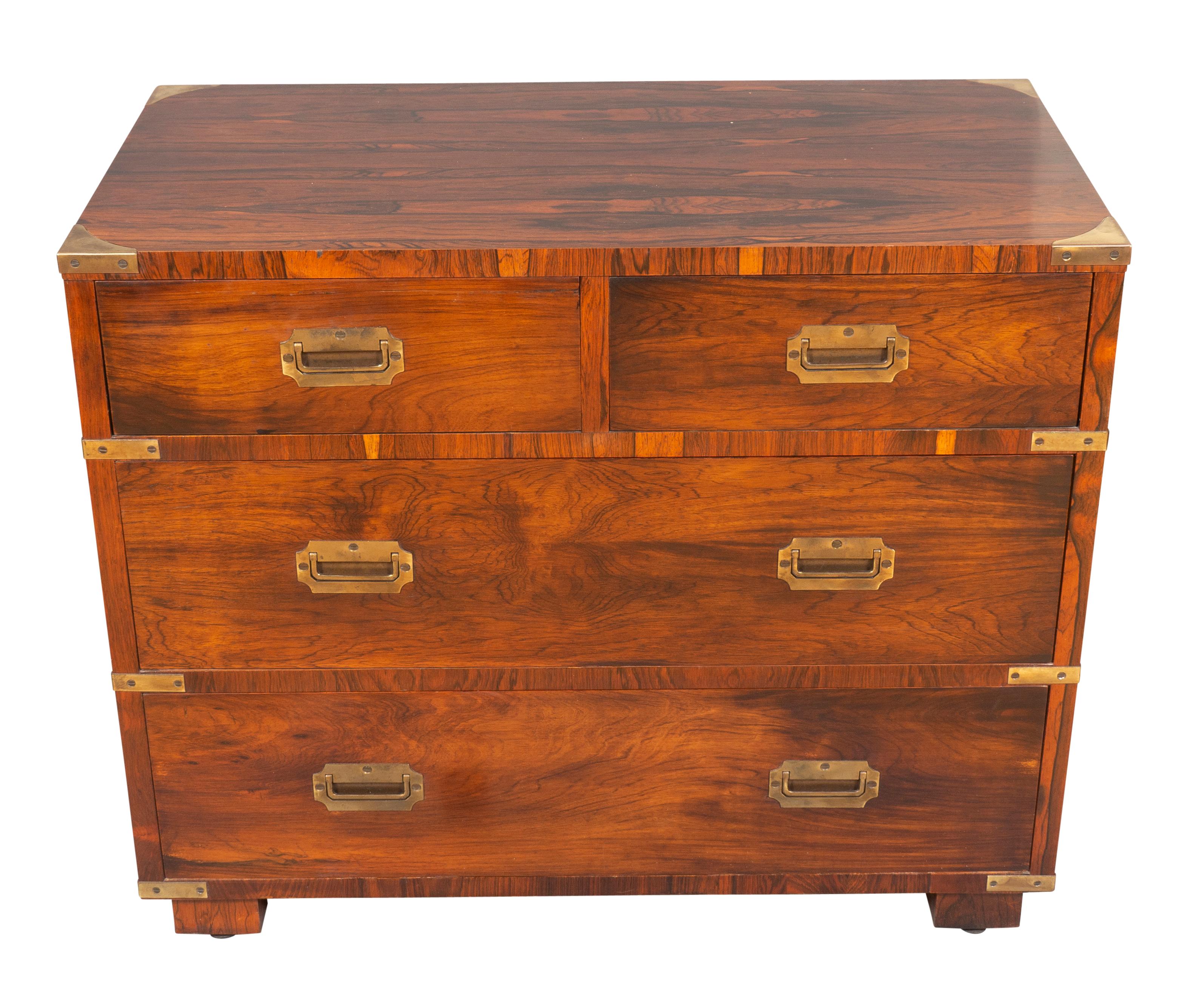 American Pair of Midcentury Rosewood Campaign Style Chests of Drawers by John Stuart