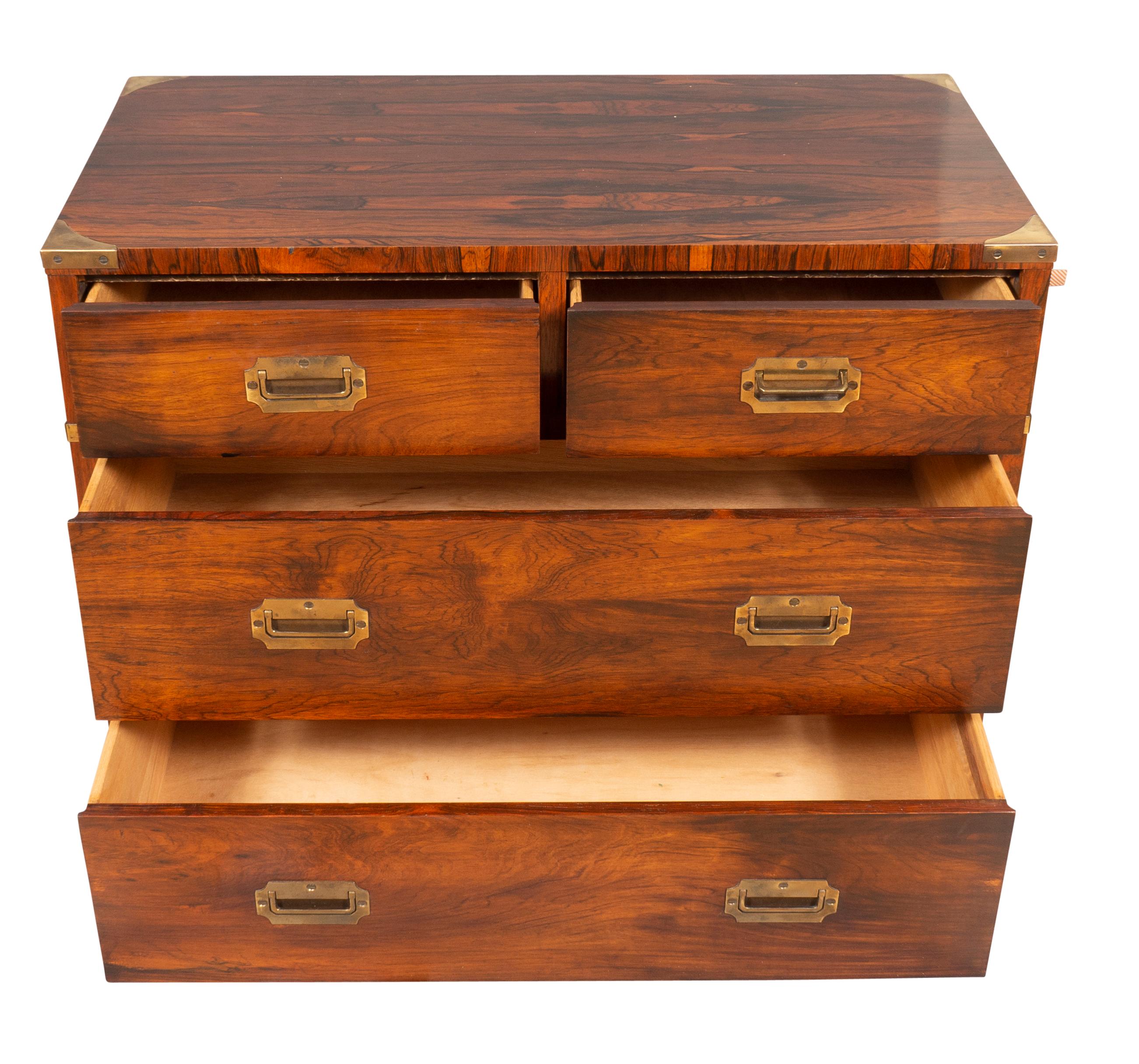 Pair of Midcentury Rosewood Campaign Style Chests of Drawers by John Stuart In Good Condition In Essex, MA