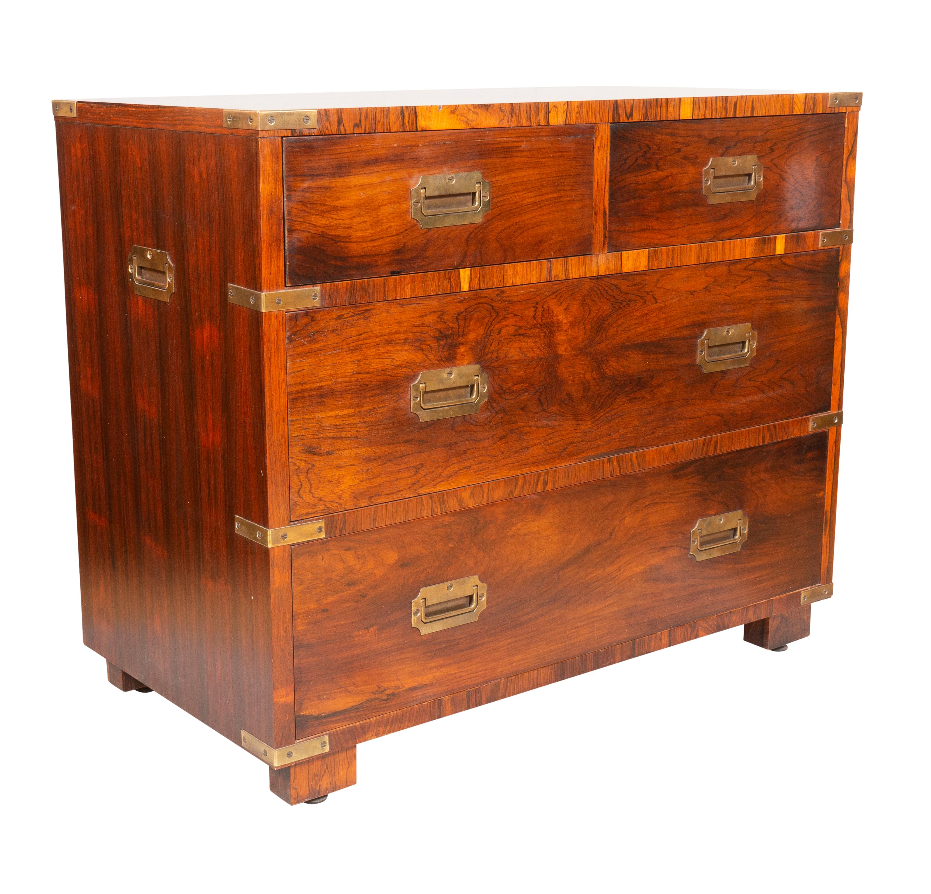 20th Century Pair of Midcentury Rosewood Campaign Style Chests of Drawers by John Stuart